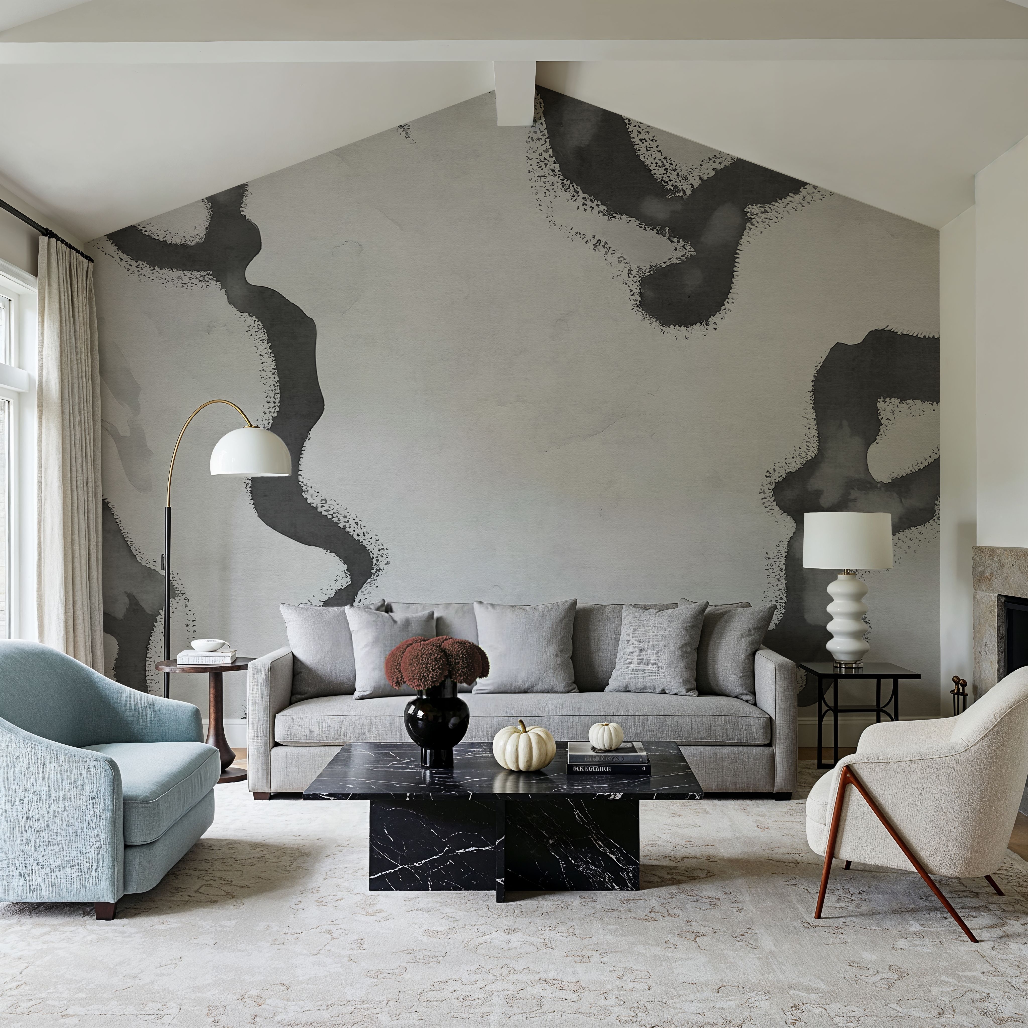 Abstract River Marks, Grey