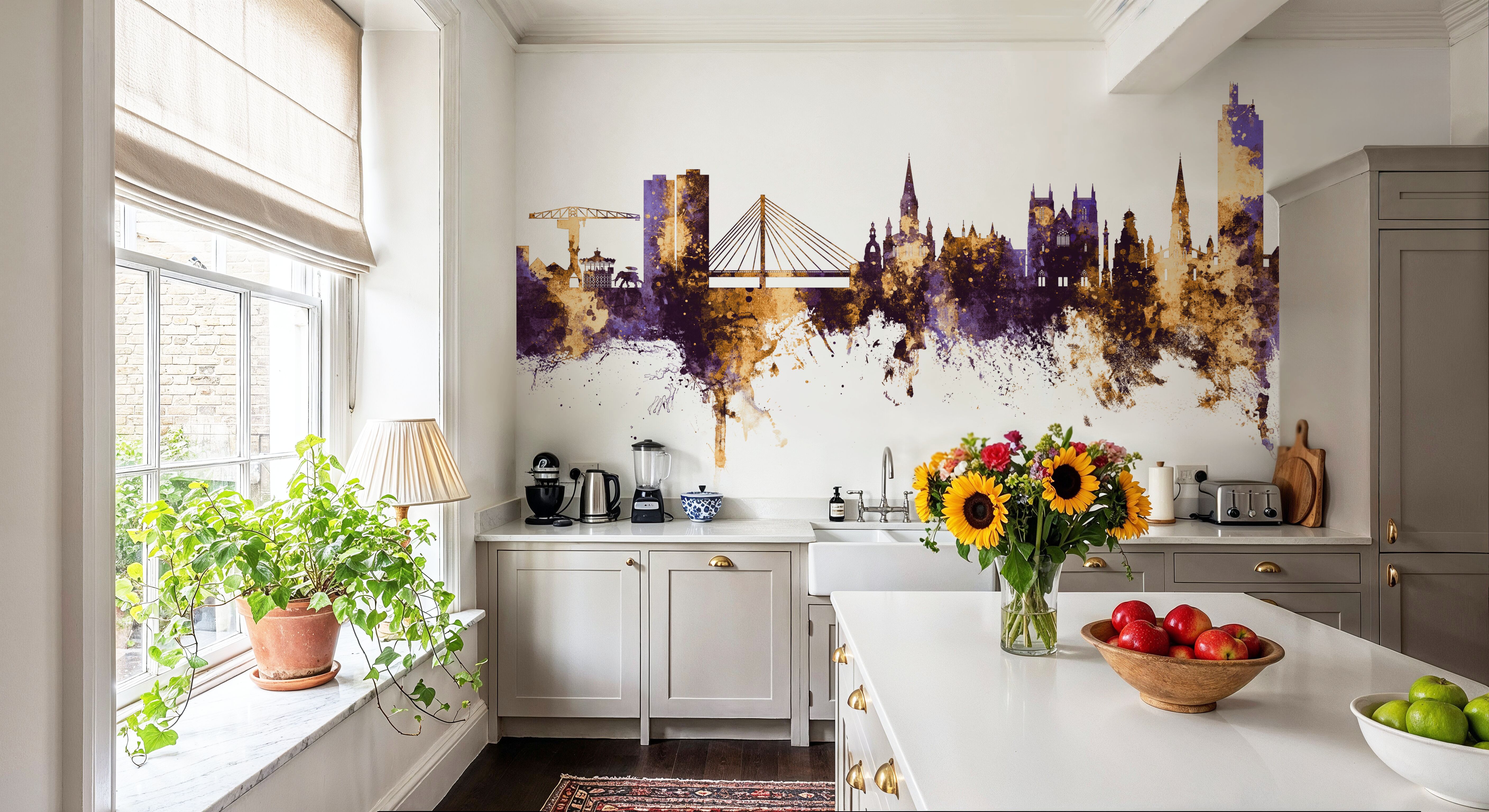 Nantes France Skyline Purple & Gold