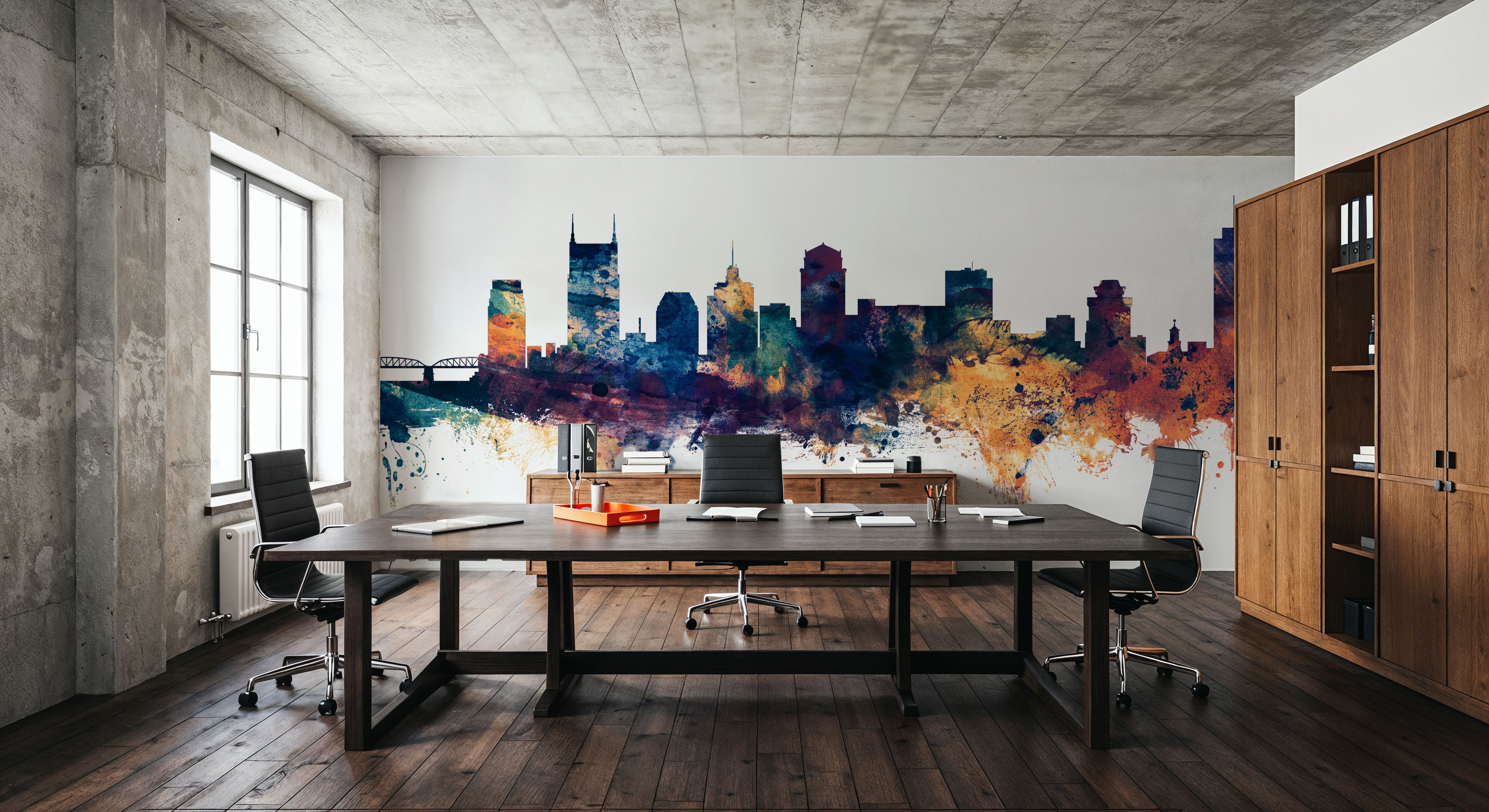 Nashville Tennessee Skyline Blue & Bronze, Wallpaper