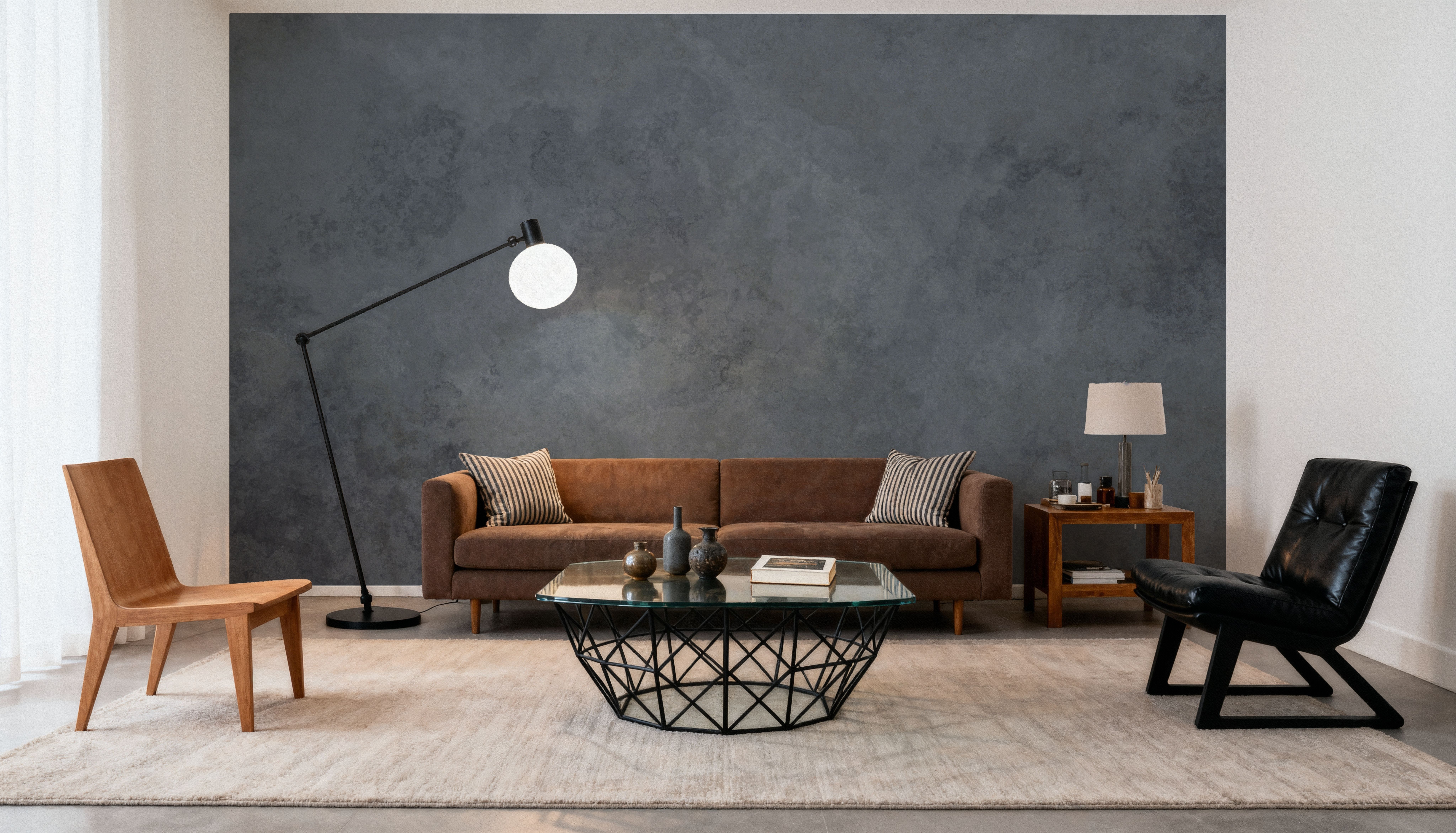 Subtle Plaster Wall, Dark Blue, Wallpaper