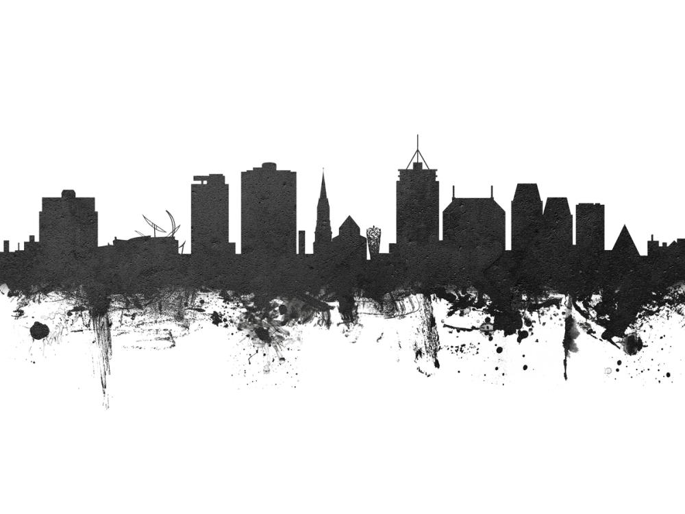 Christchurch New Zealand Skyline Black & White