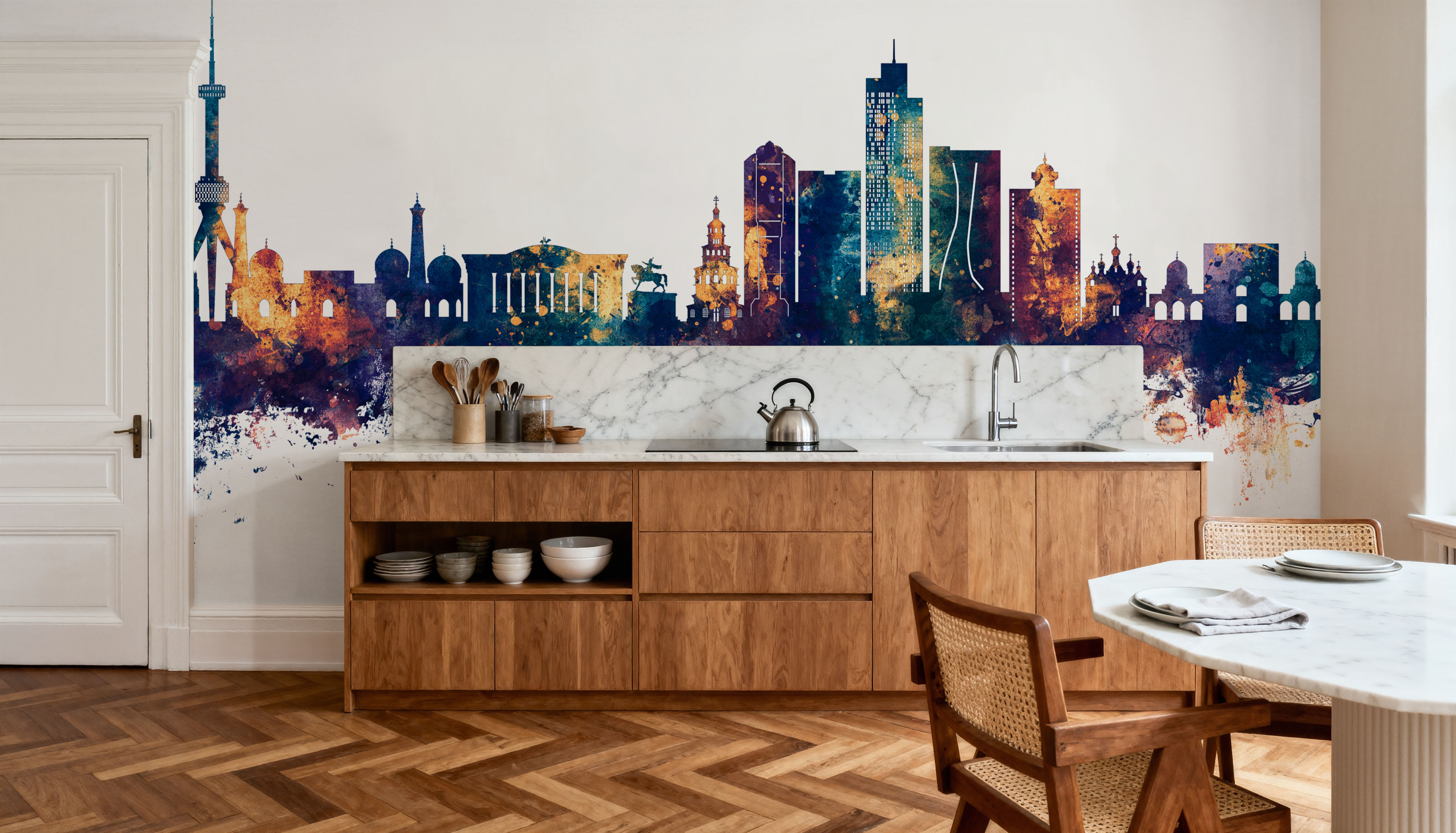 Tashkent Uzbekistan Skyline Blue & Bronze