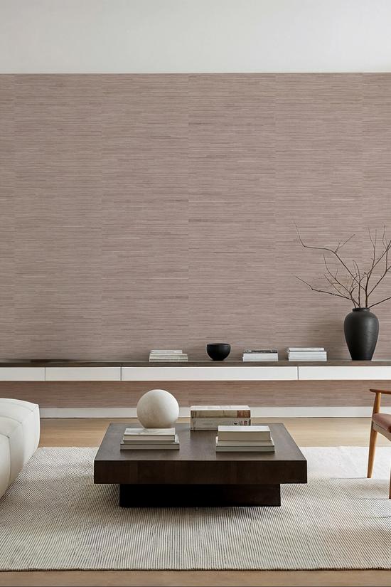 Faux Grasscloth with Visible Seams, Rose Clay