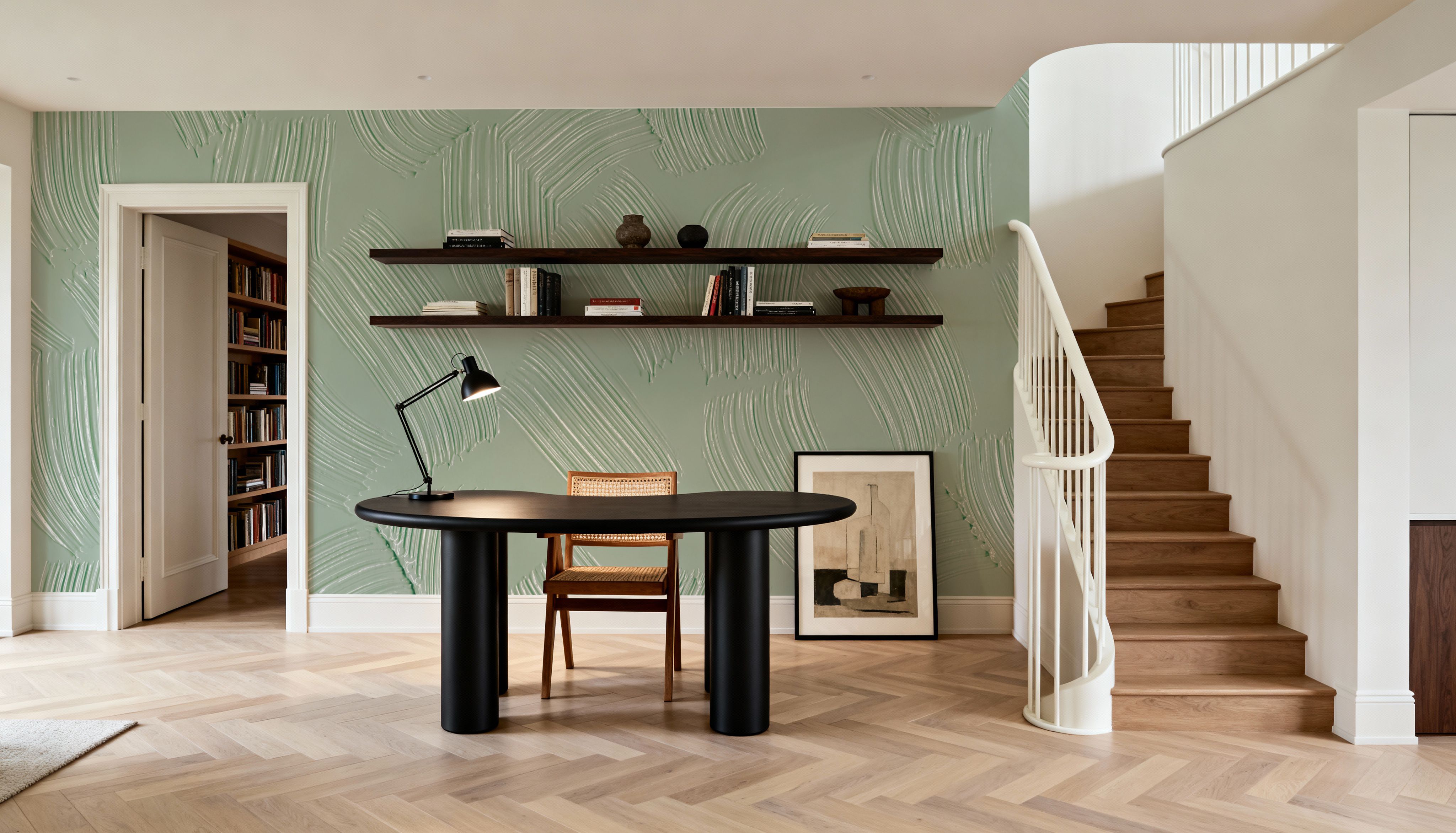 Stylized Brush Strokes, Mint, Tapet