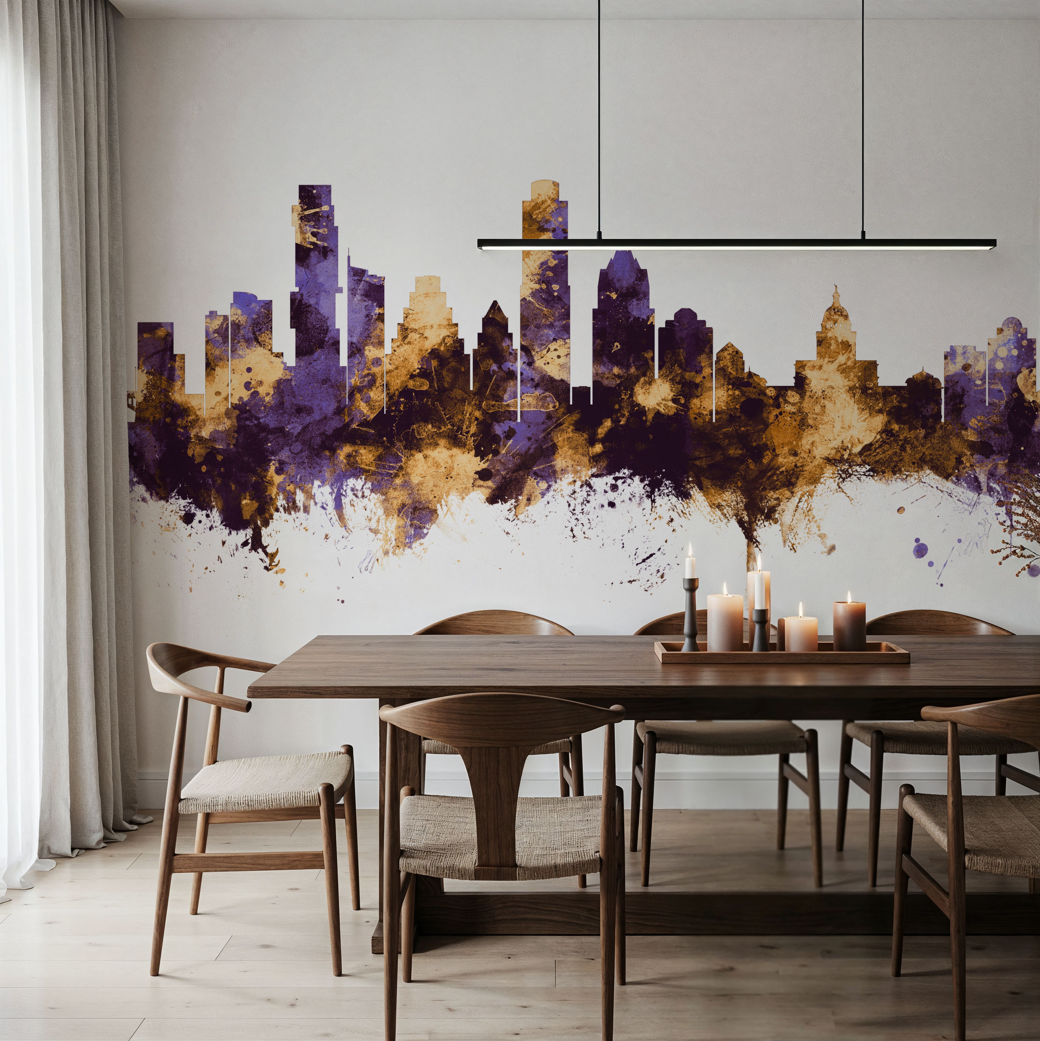 Austin Texas Skyline Purple & Gold