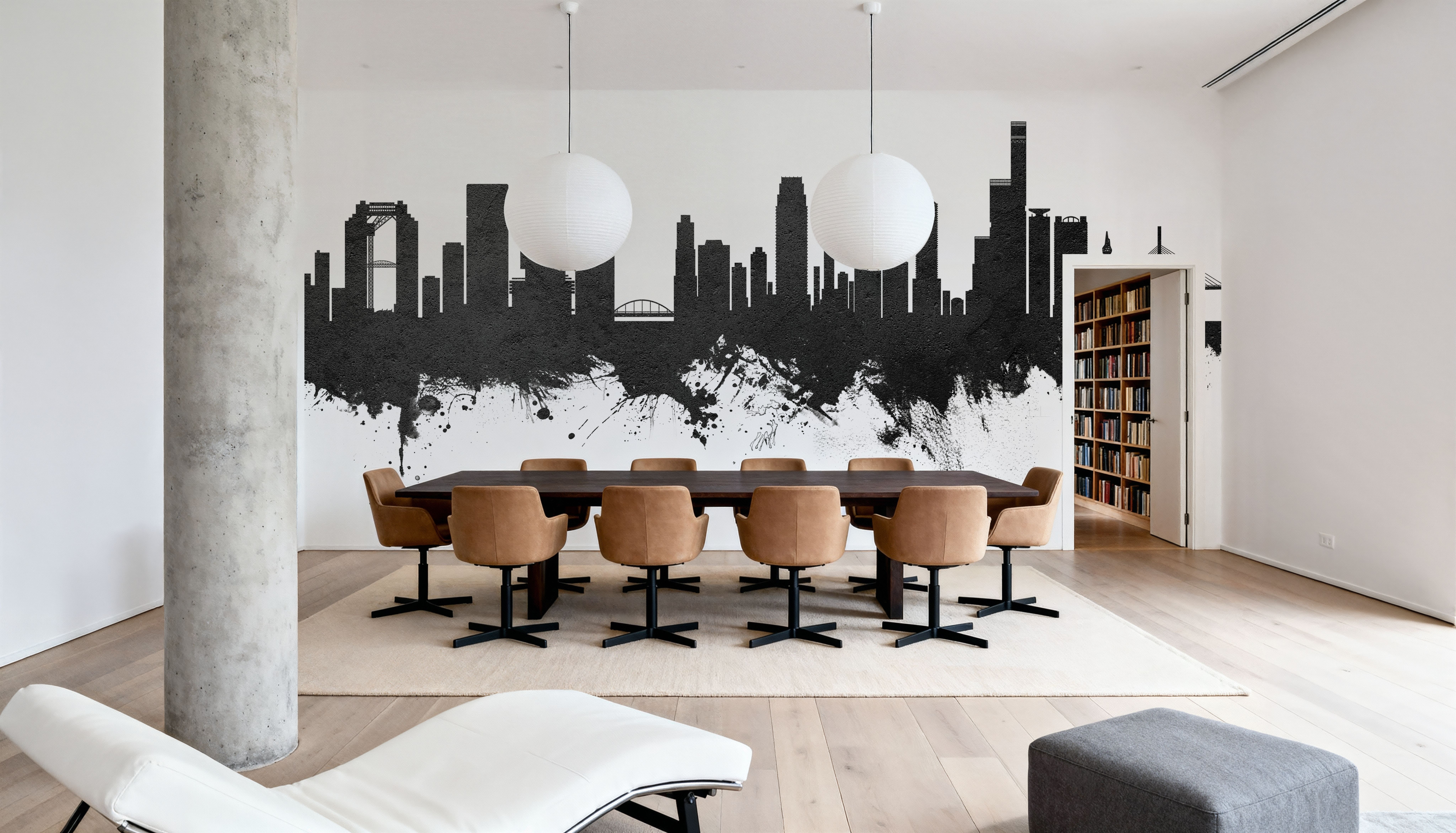 Osaka Skyline Black & White, Wallpaper