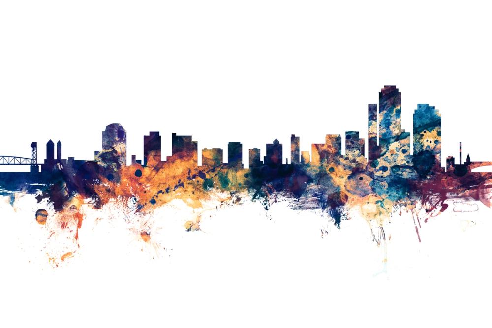 Wilmington Delaware Skyline Blue & Bronze