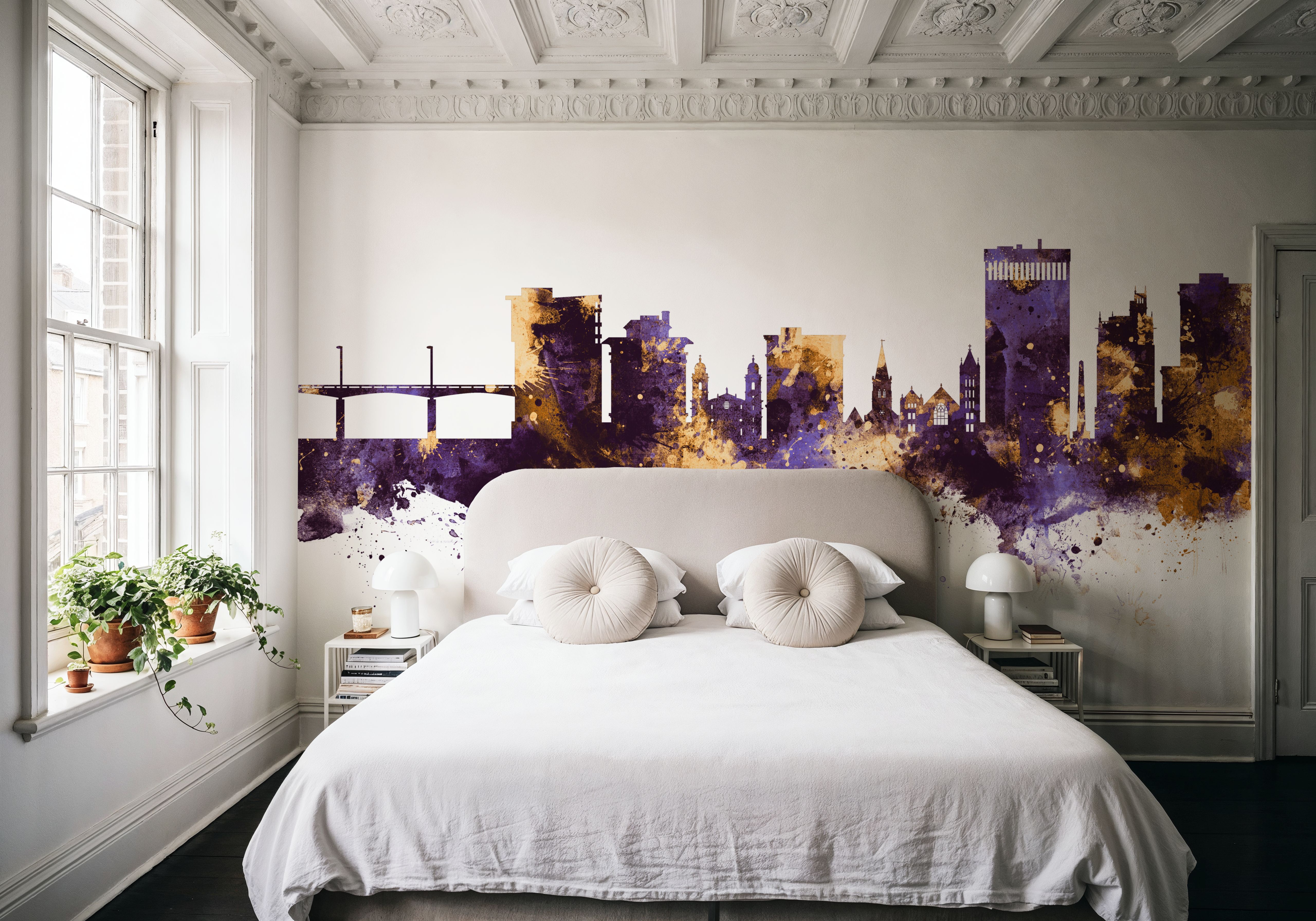 Asheville North Carolina Skyline Purple & Gold