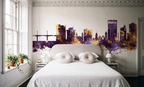 Asheville North Carolina Skyline Purple & Gold