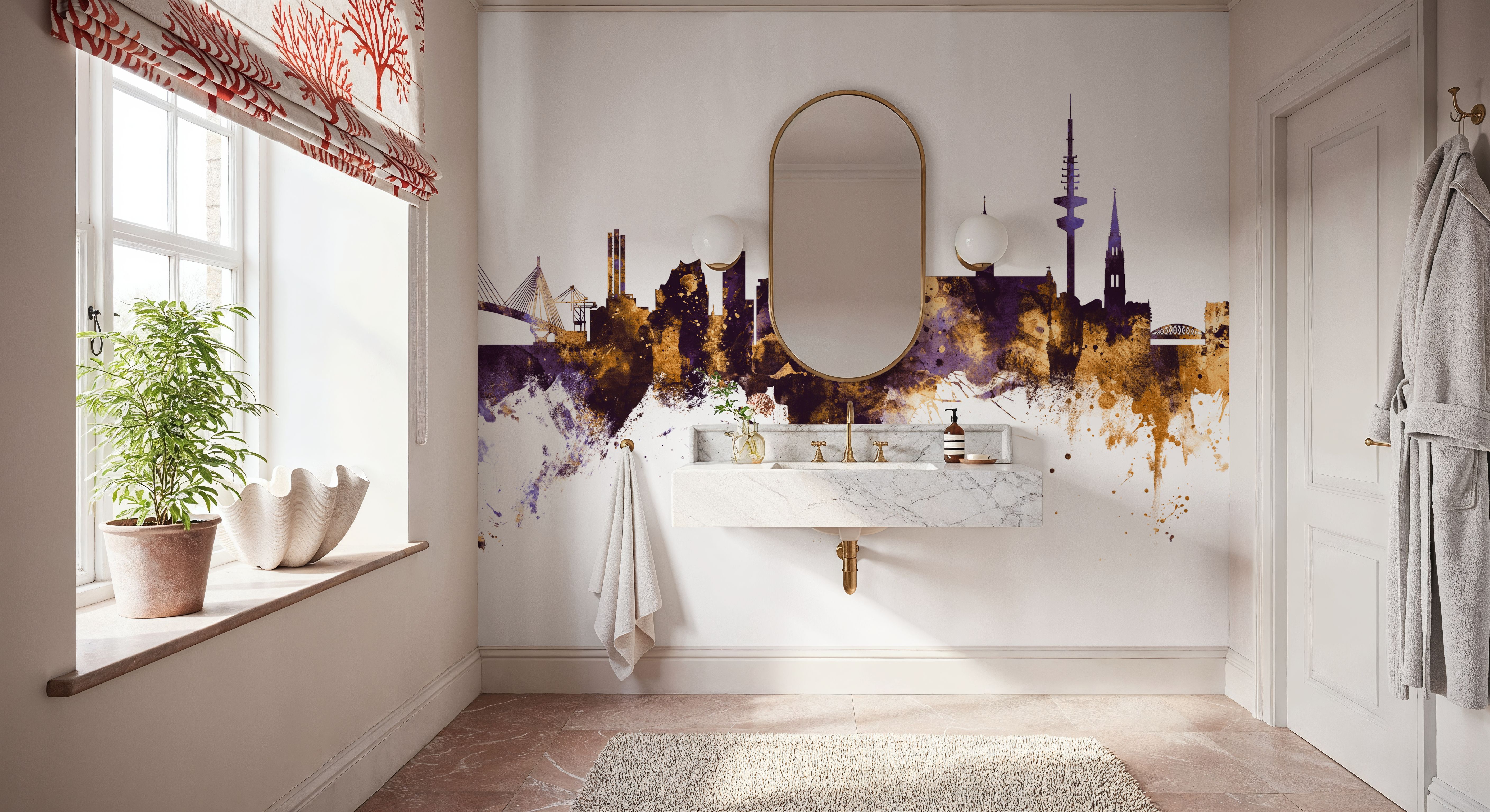 Hamburg Germany Skyline Purlpe & Gold