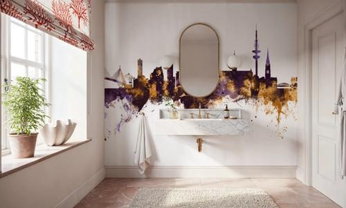 Hamburg Germany Skyline Purlpe & Gold