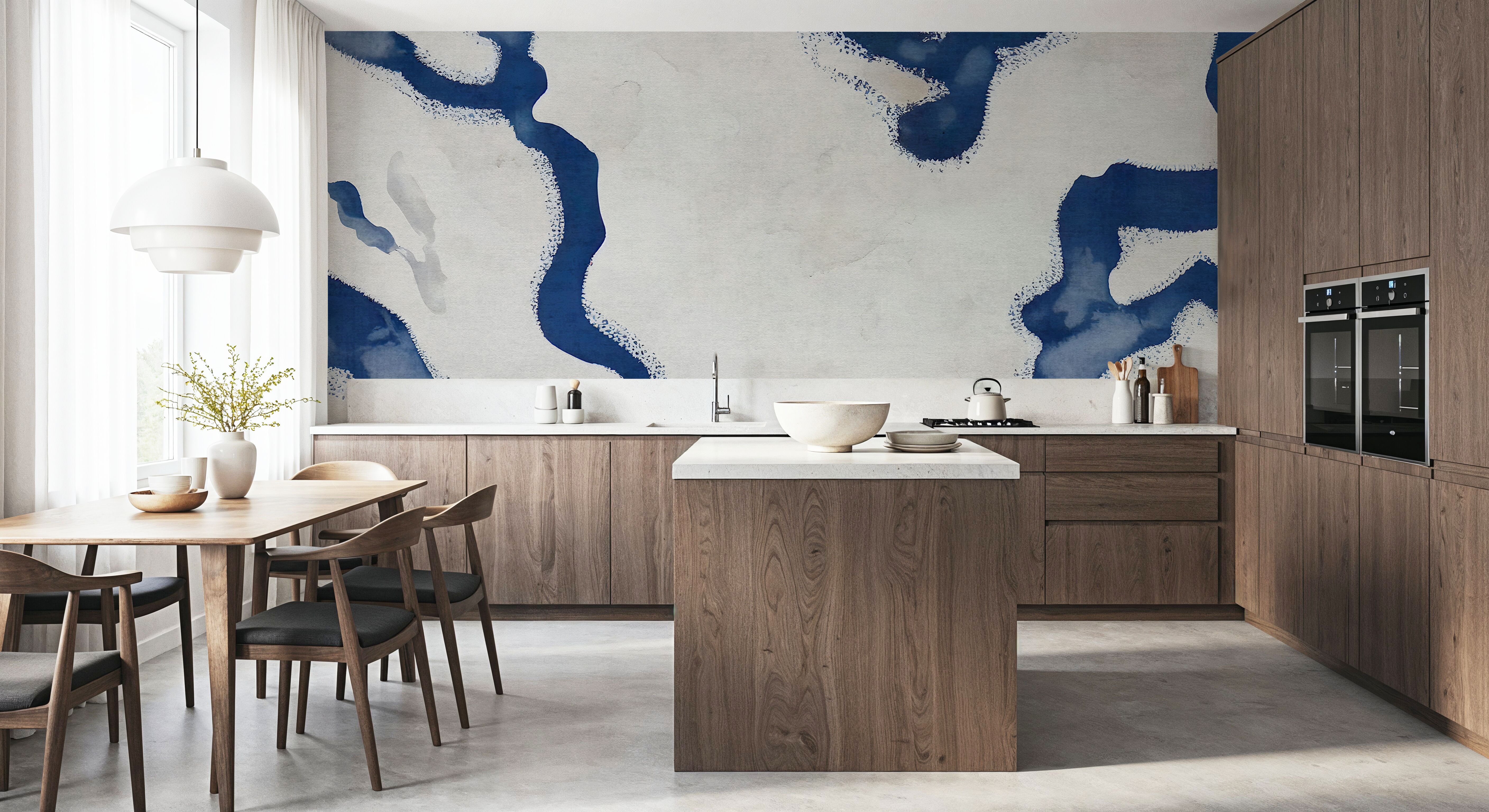 Abstract River Marks, Ocean Blue