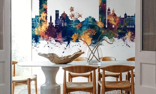 Alicante Spain Skyline Blue & Bronze