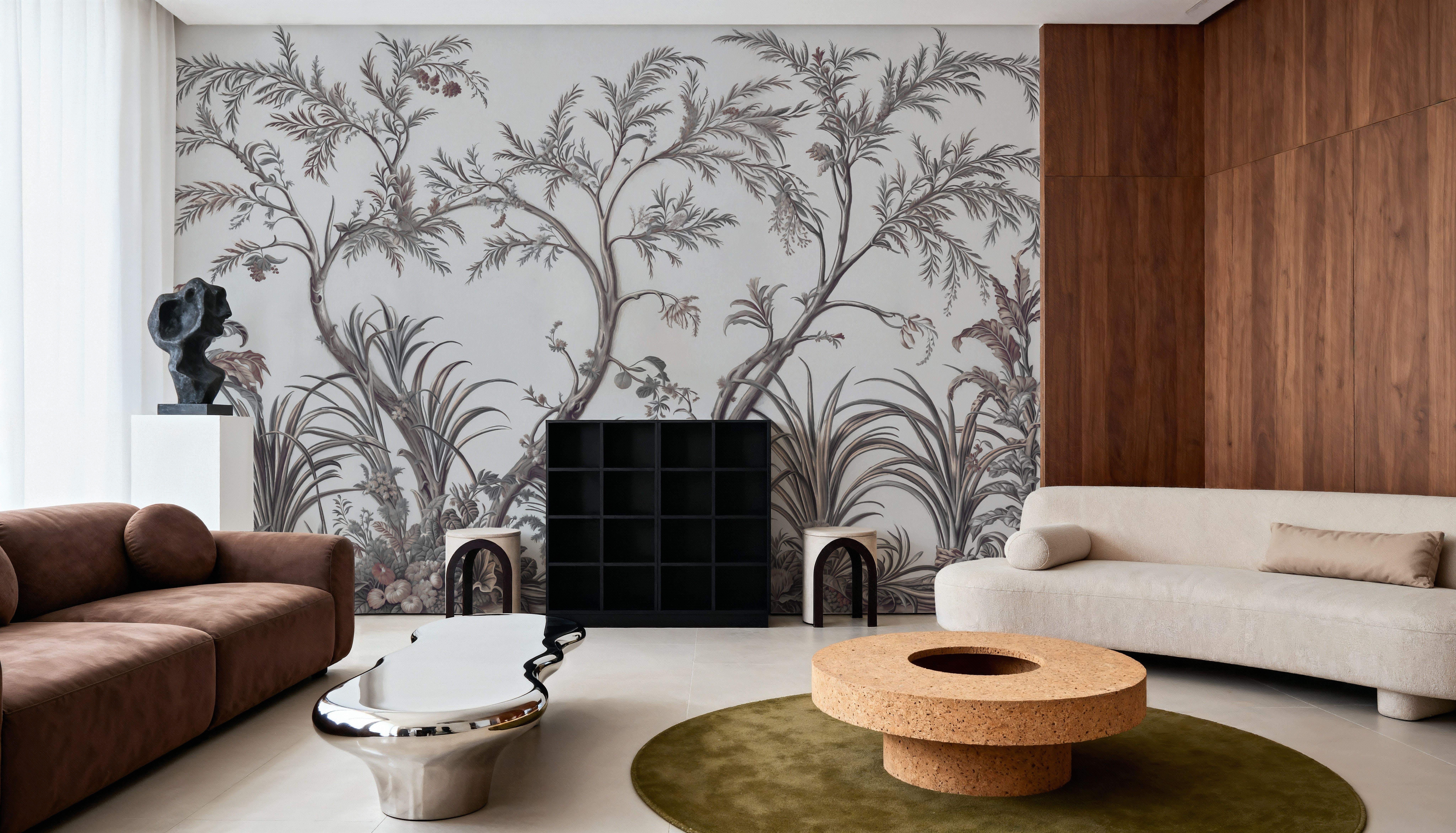 Intricate Garden, Rosy Beige, Wallpaper