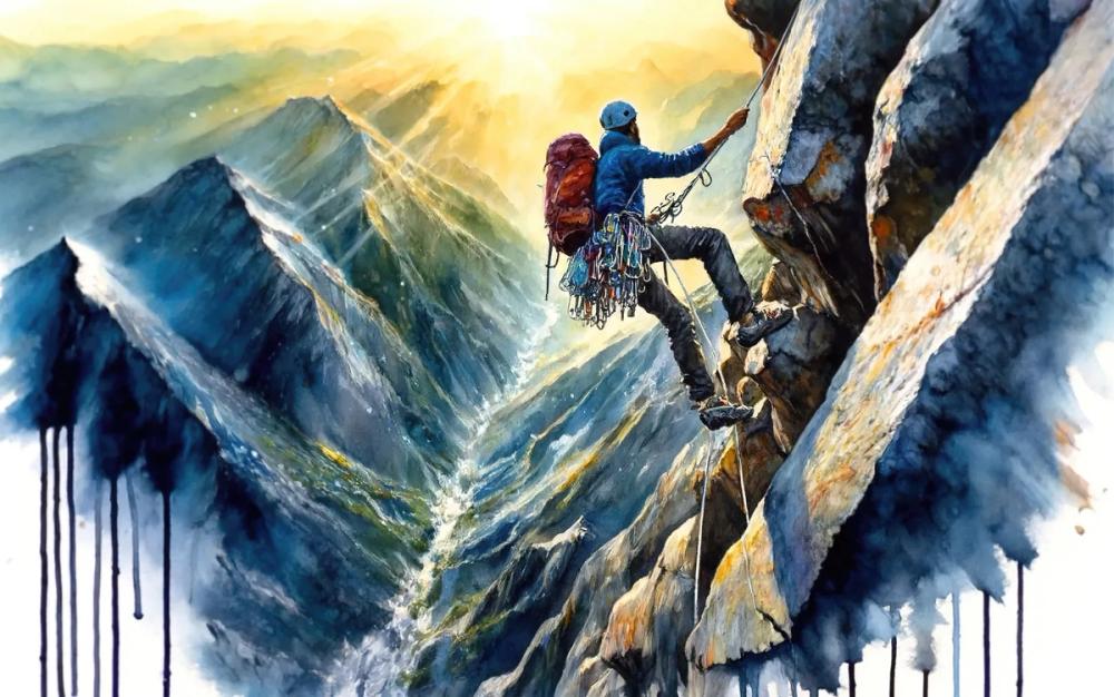 a climber on a mountain