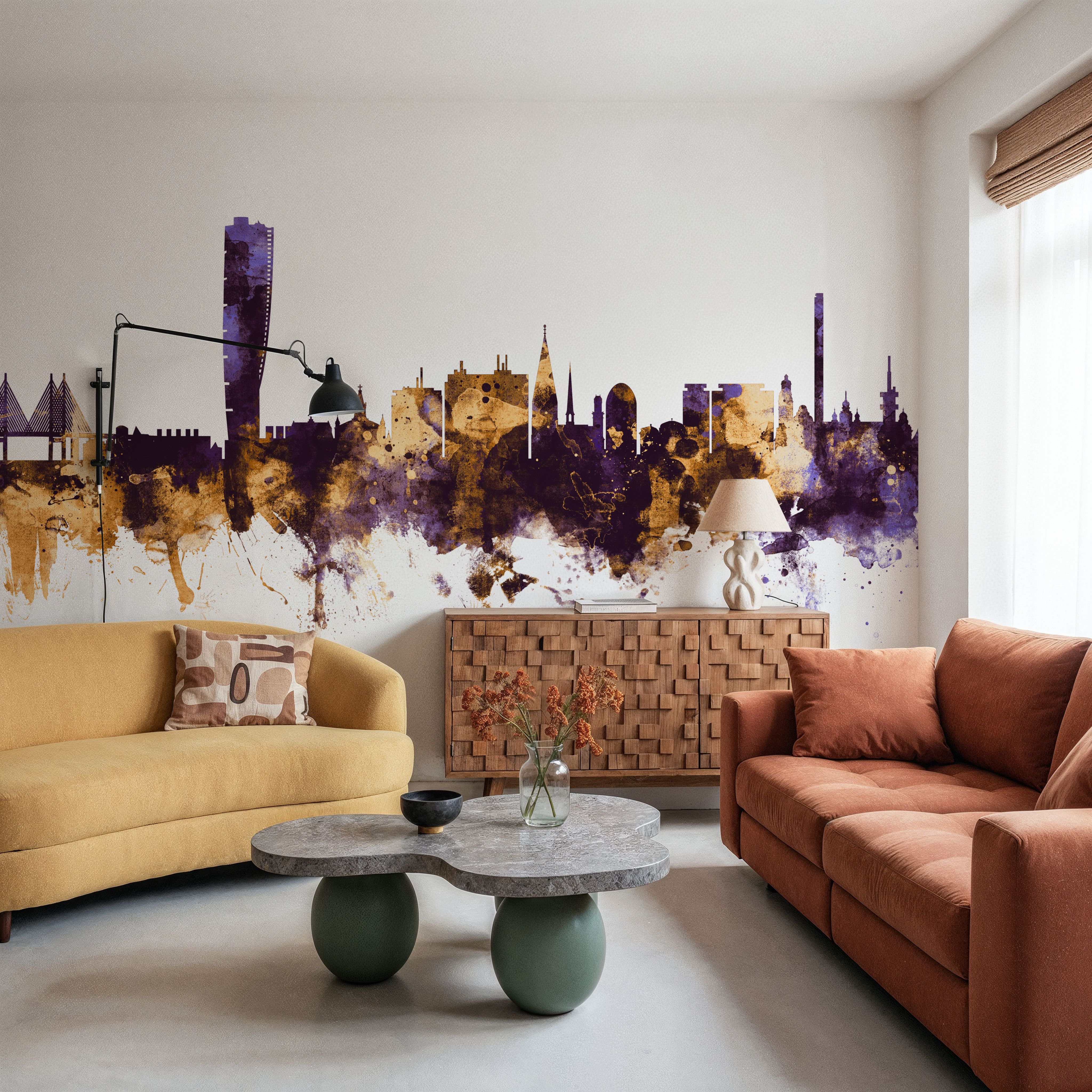 Malmö Sweden Skyline Purple & Gold