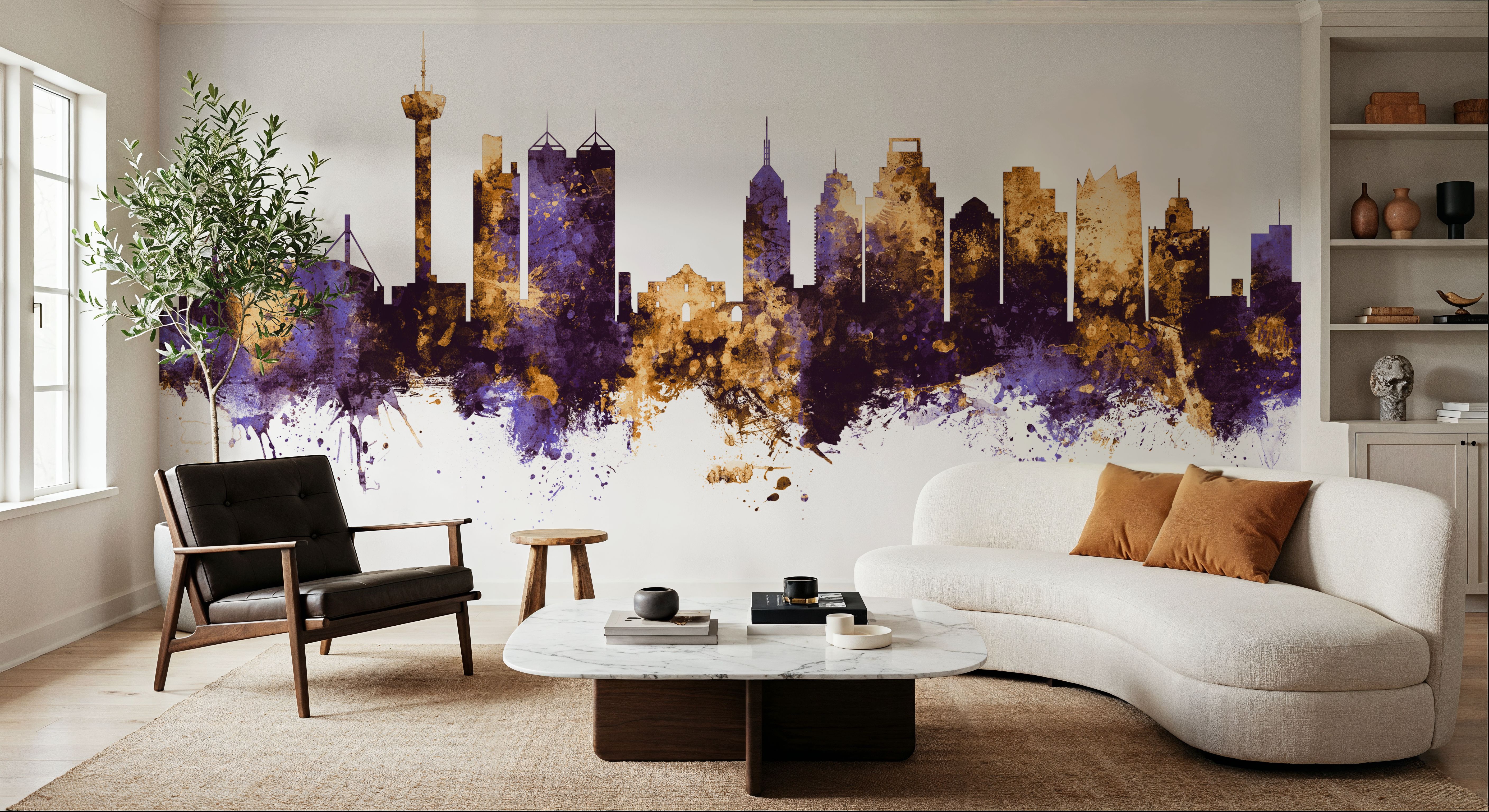 San Antonio Texas Skyline Purple & Gold