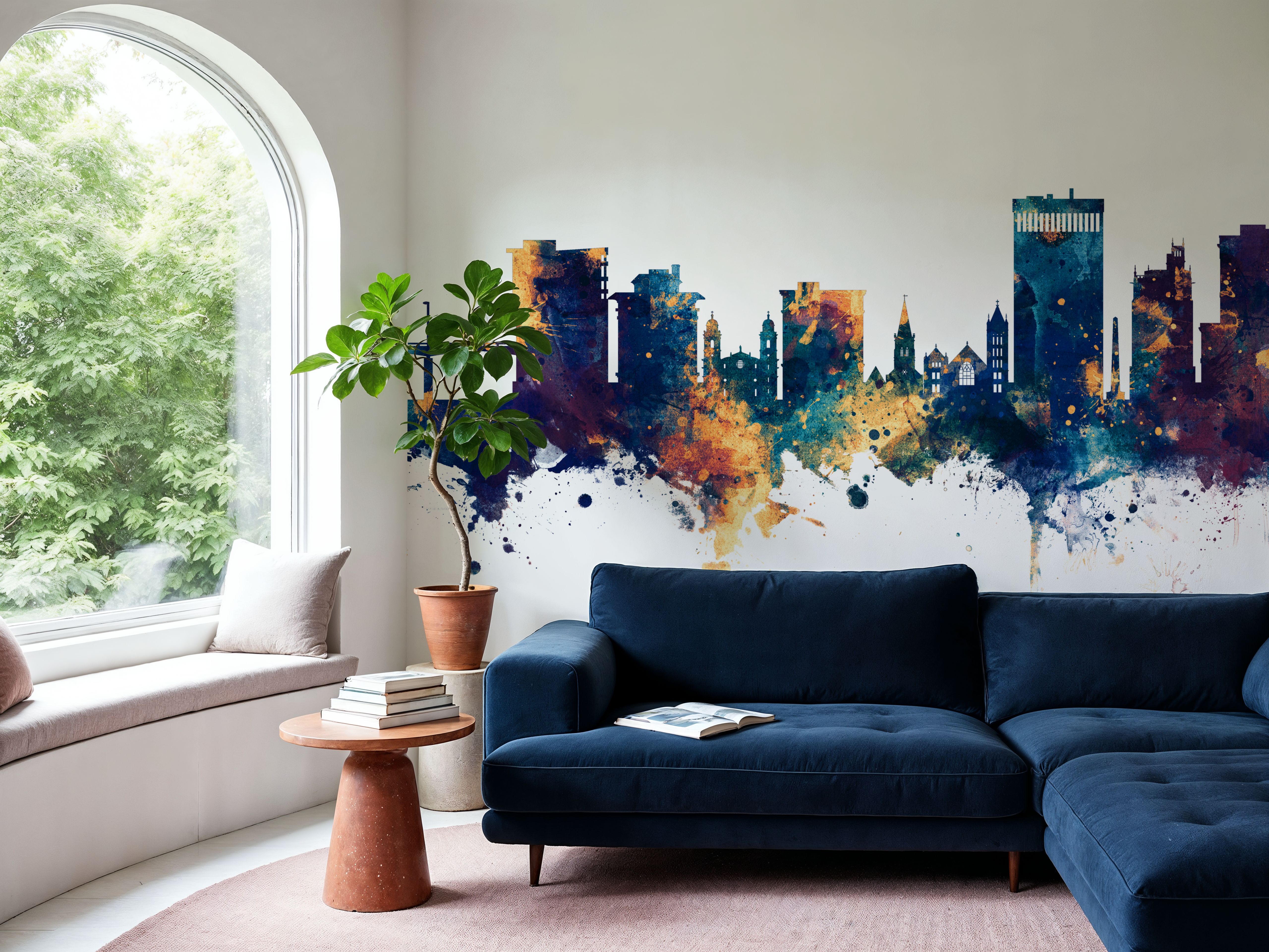 Asheville North Carolina Skyline Blue & Bronze