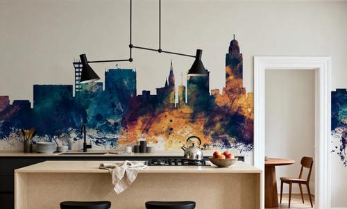 Lincoln Nebraska Skyline Blue & Bronze