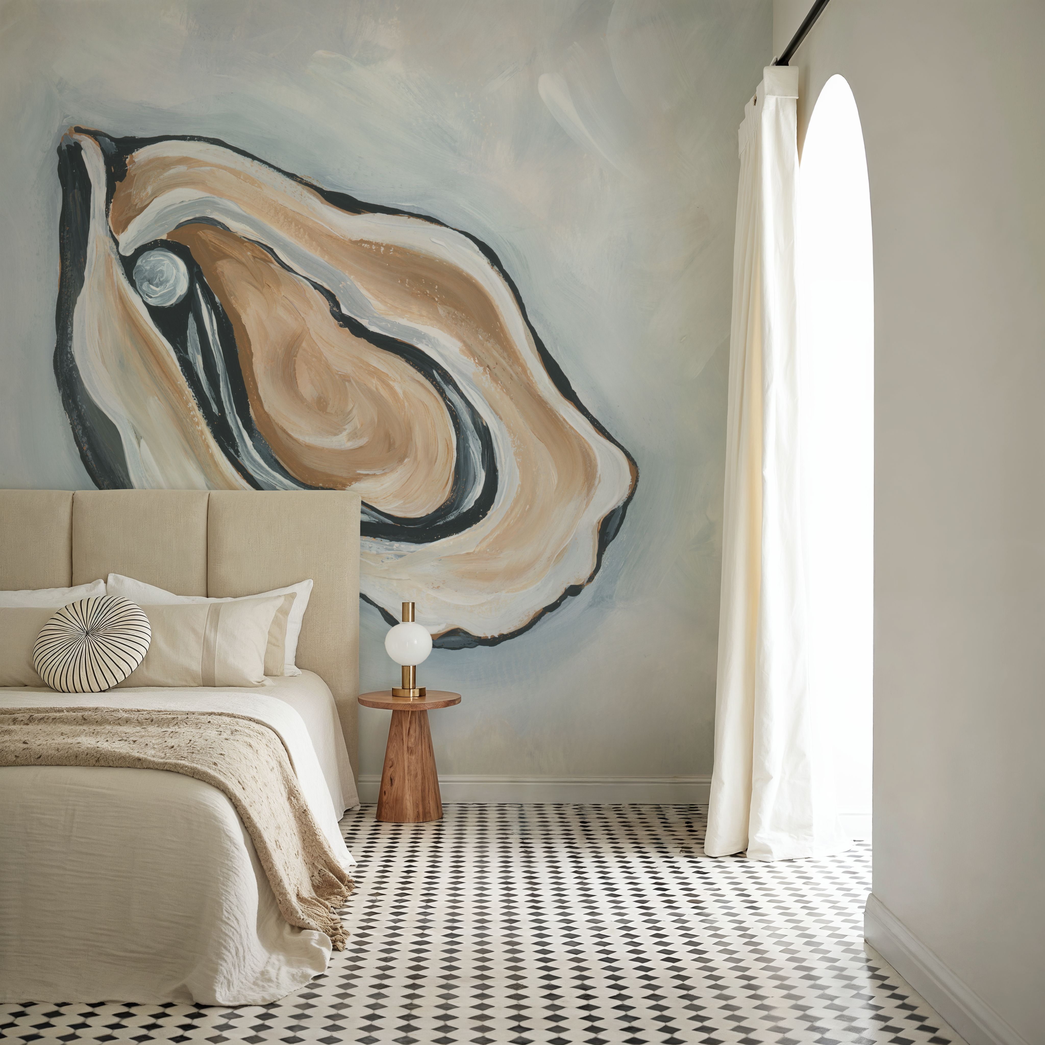 Wall Mural - Oyster with Pearl I - Contemporary Animals mural wallpaper - Hallway staircases - Wallism US - Premium, Textured or Peel & Stick