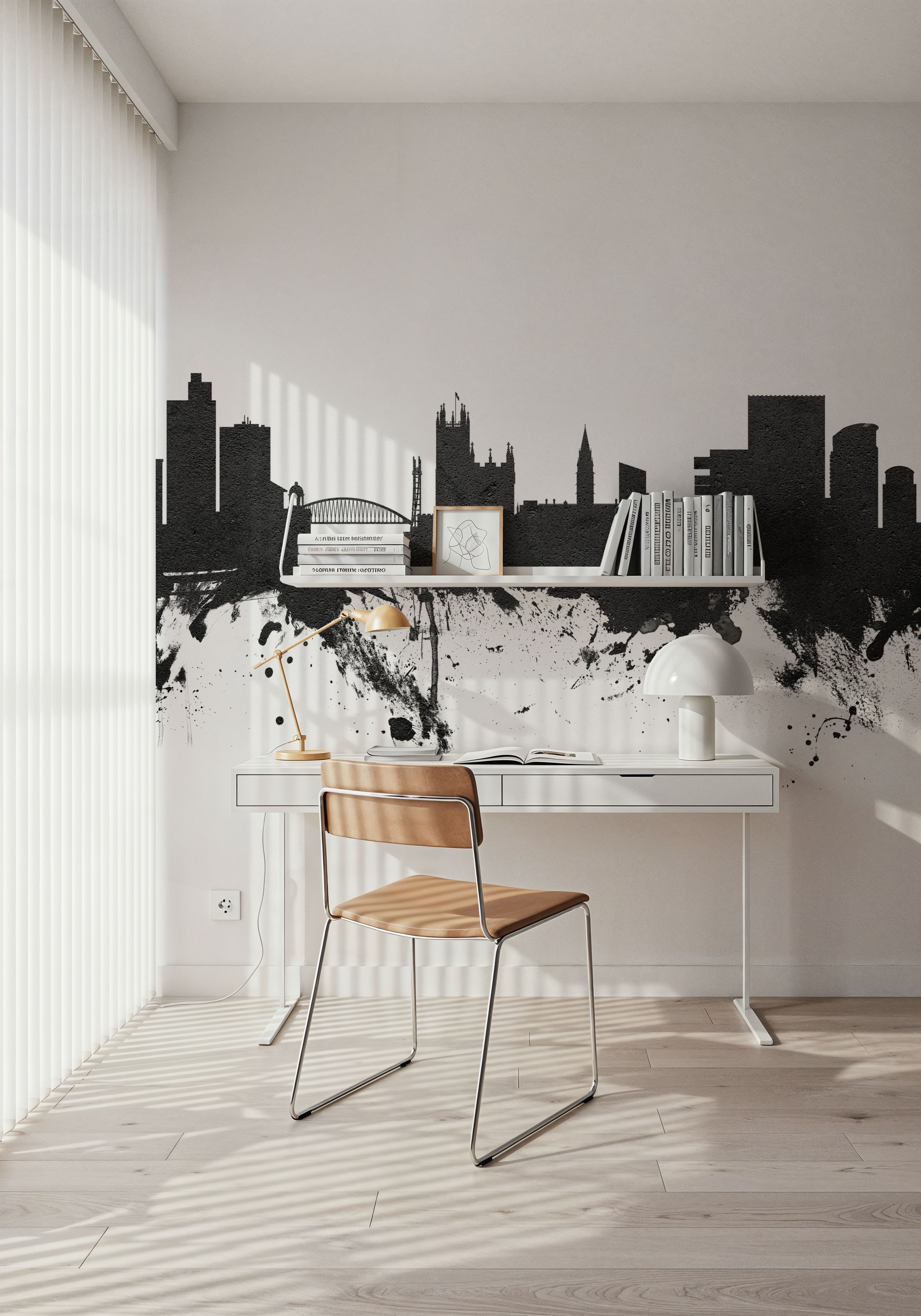 Manchester England Skyline Black & White