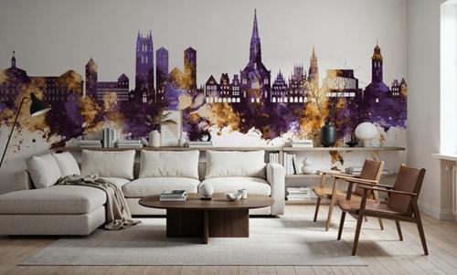 Münster Germany Skyline Purple & Gold