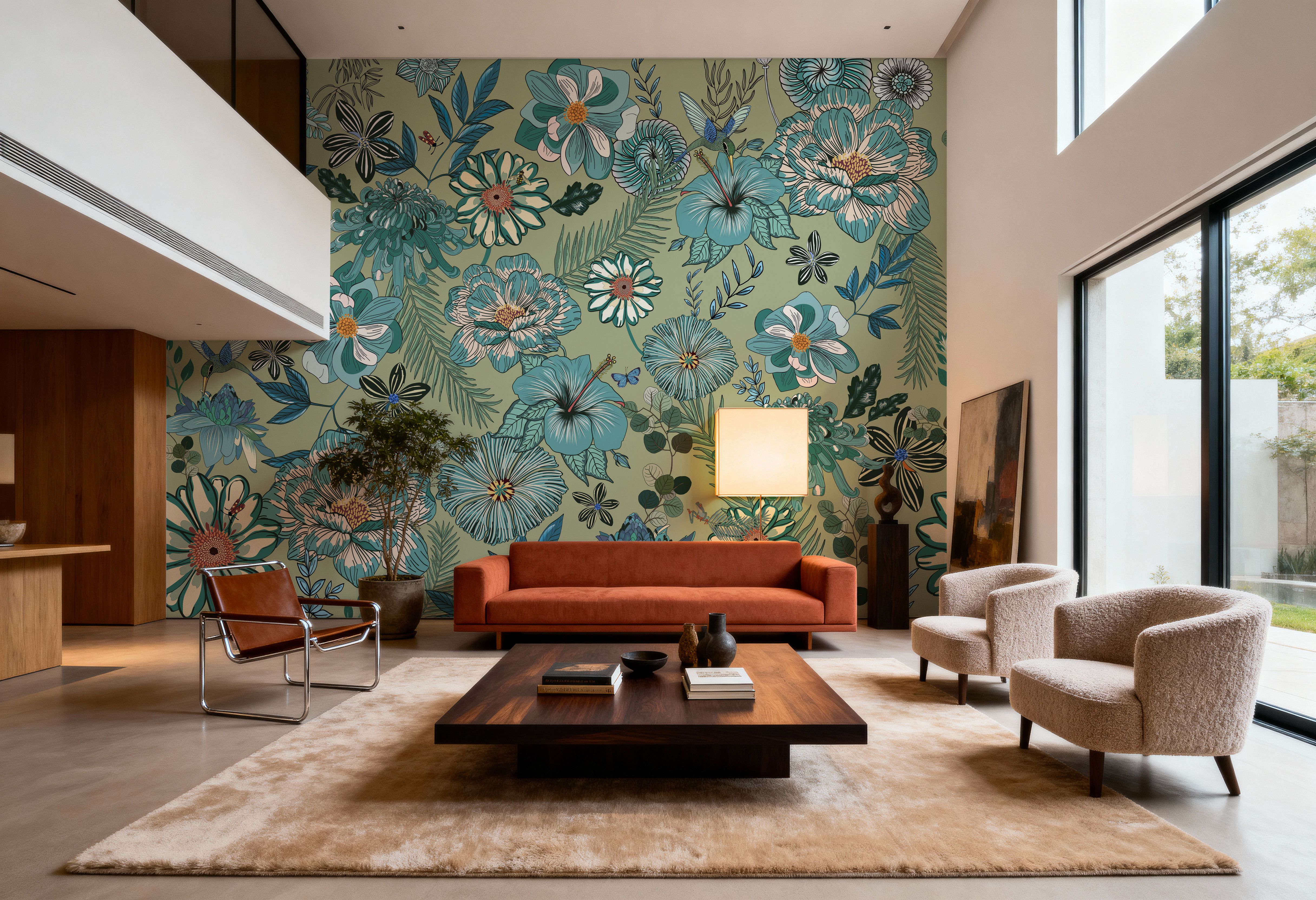 Teal Botanicals, Wallpaper