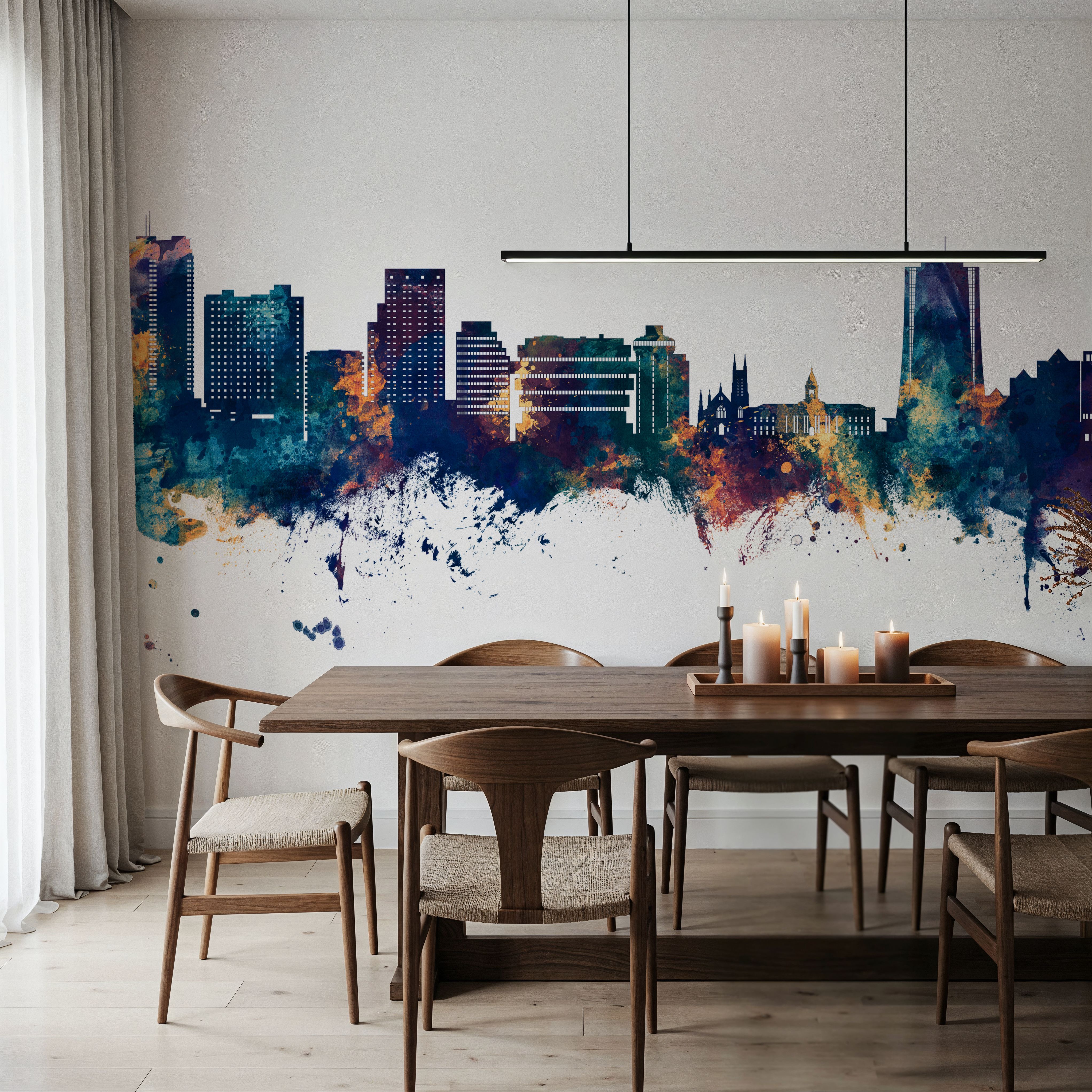 Stamford Connecticut Skyline Blue & Bronze