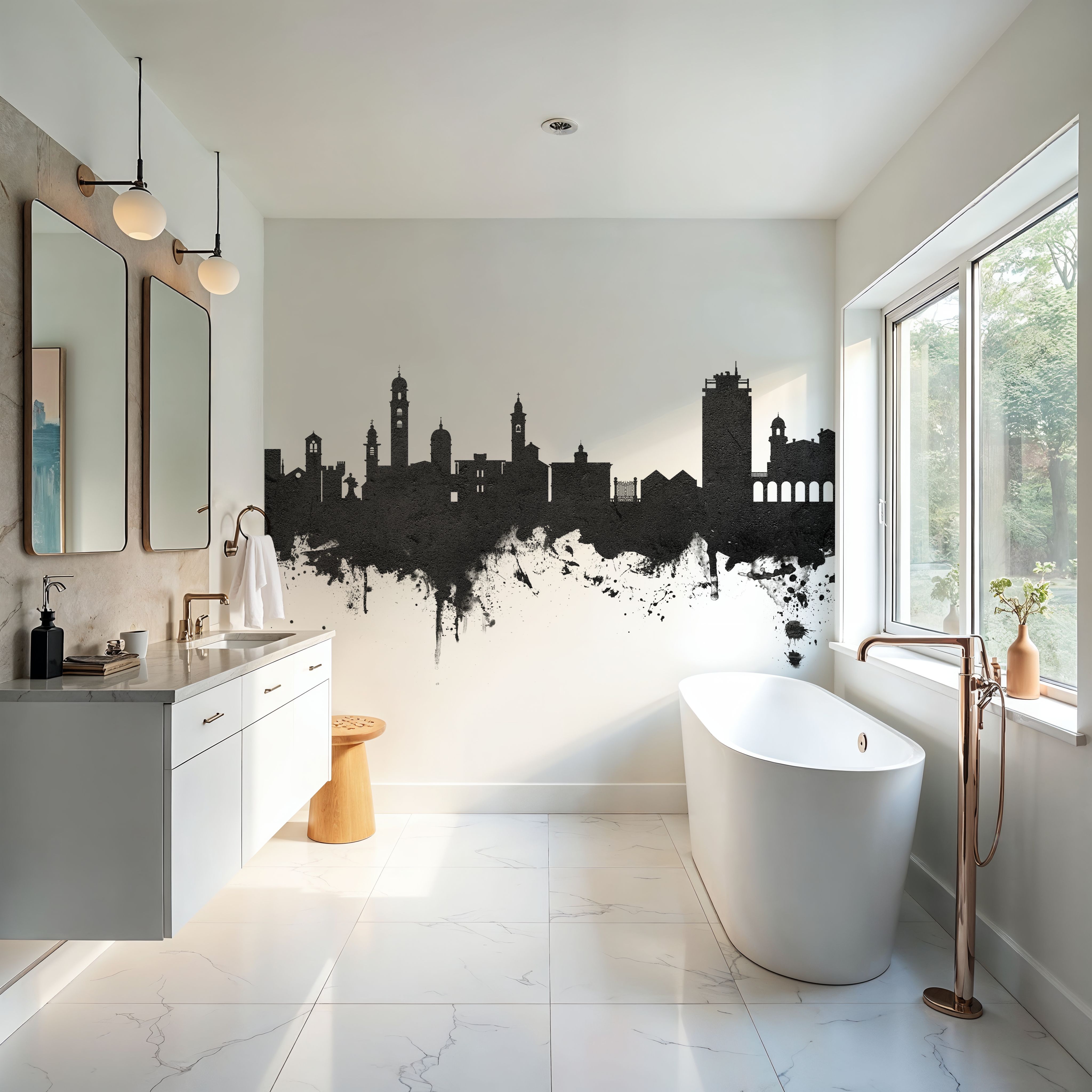 Lugano Switzerland Skyline Black & White