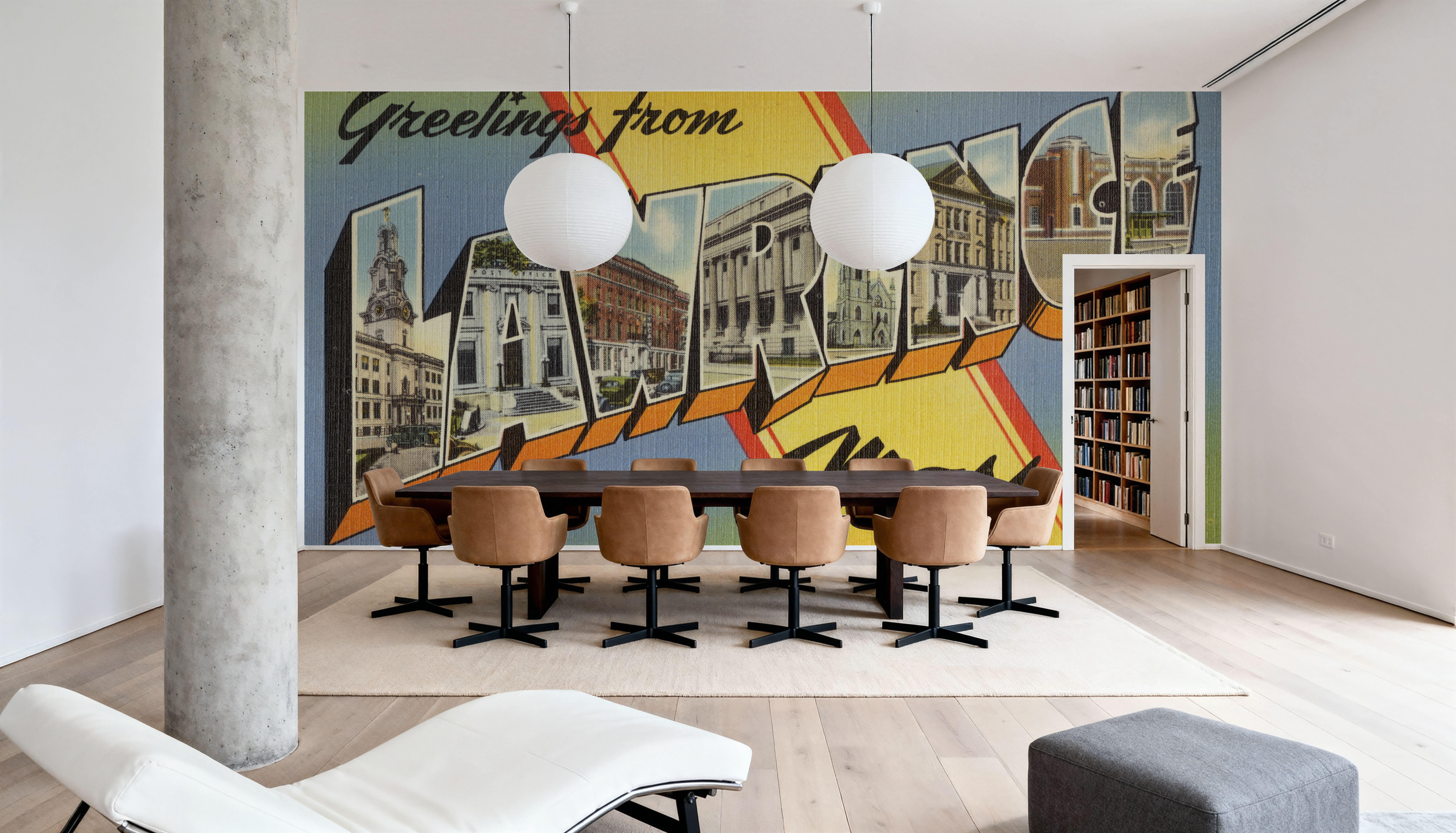 Greetings from Lawrence - Screenprint Postcard, Wallpaper