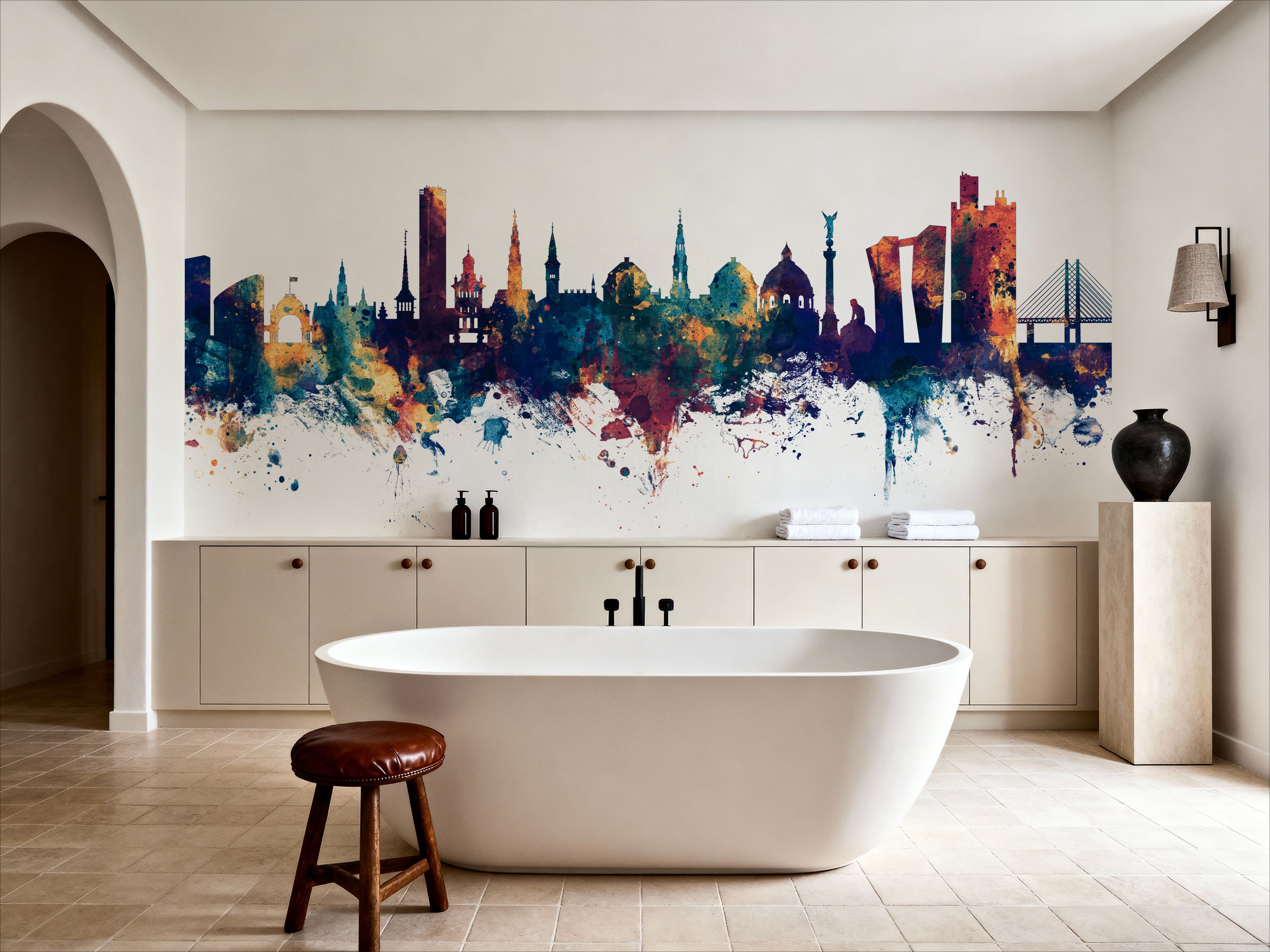 Copenhagen Skyline Blue & Bronze