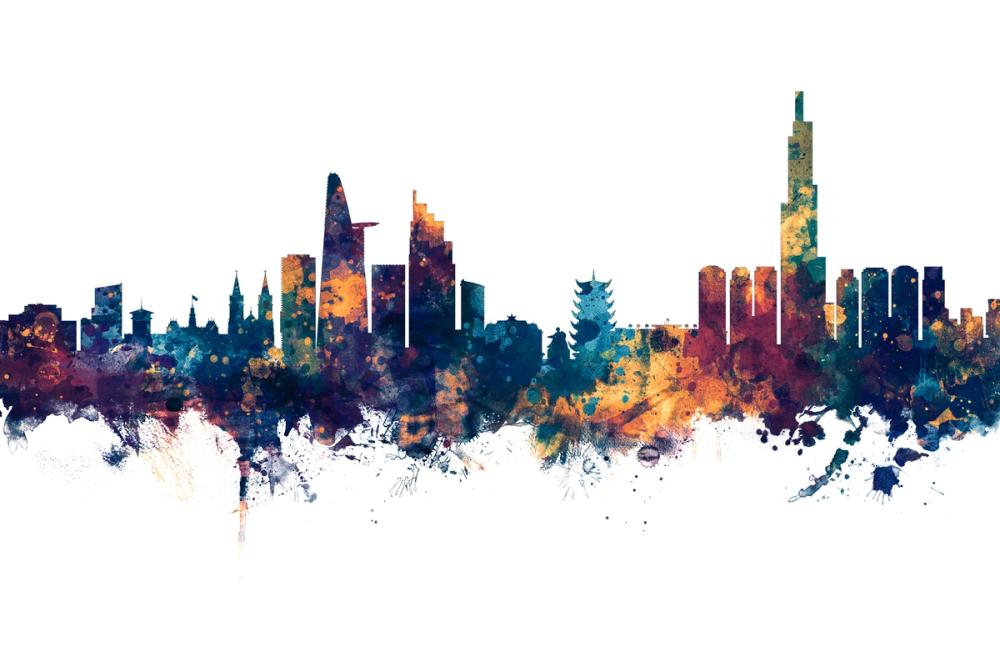 Ho Chi Minh City Vietnam Skyline Blue & Bronze