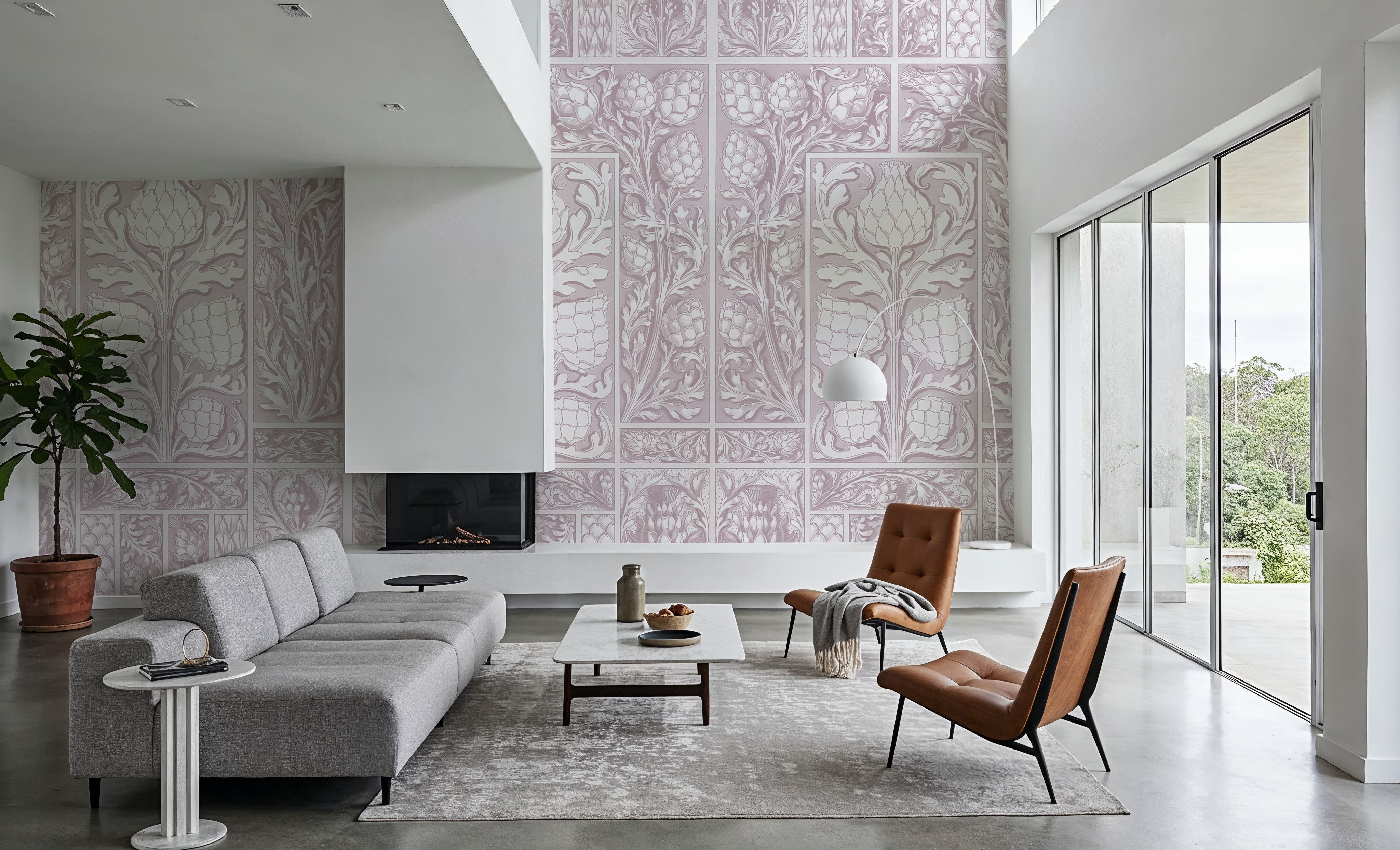 Clear Thistle Wall Red, Wallpaper