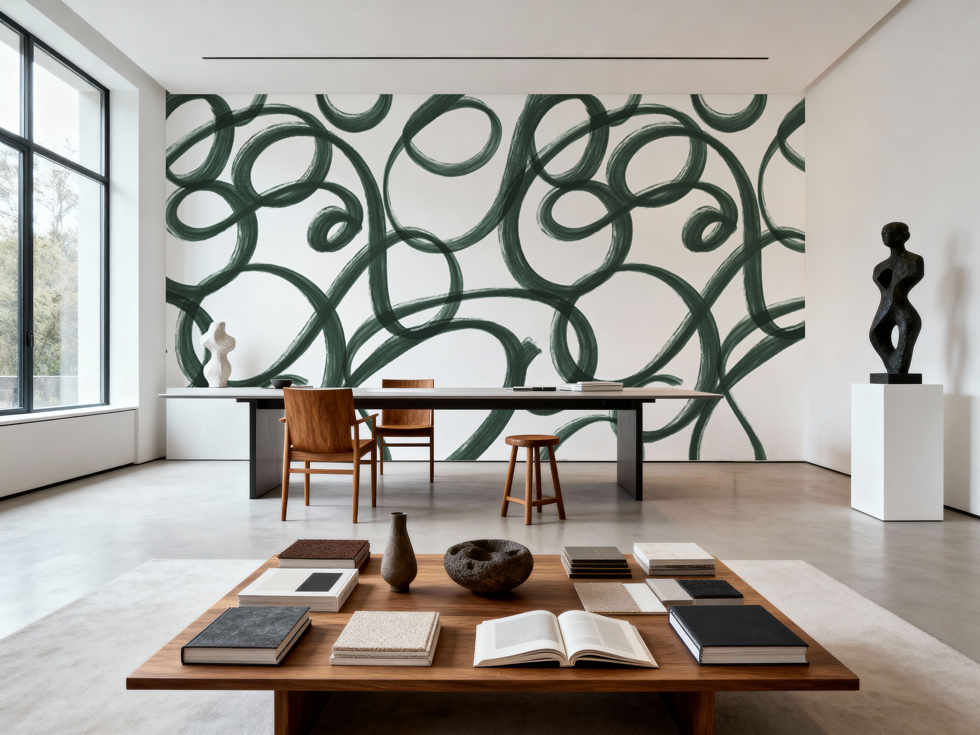 Curly Brush Lines, Salamander Green