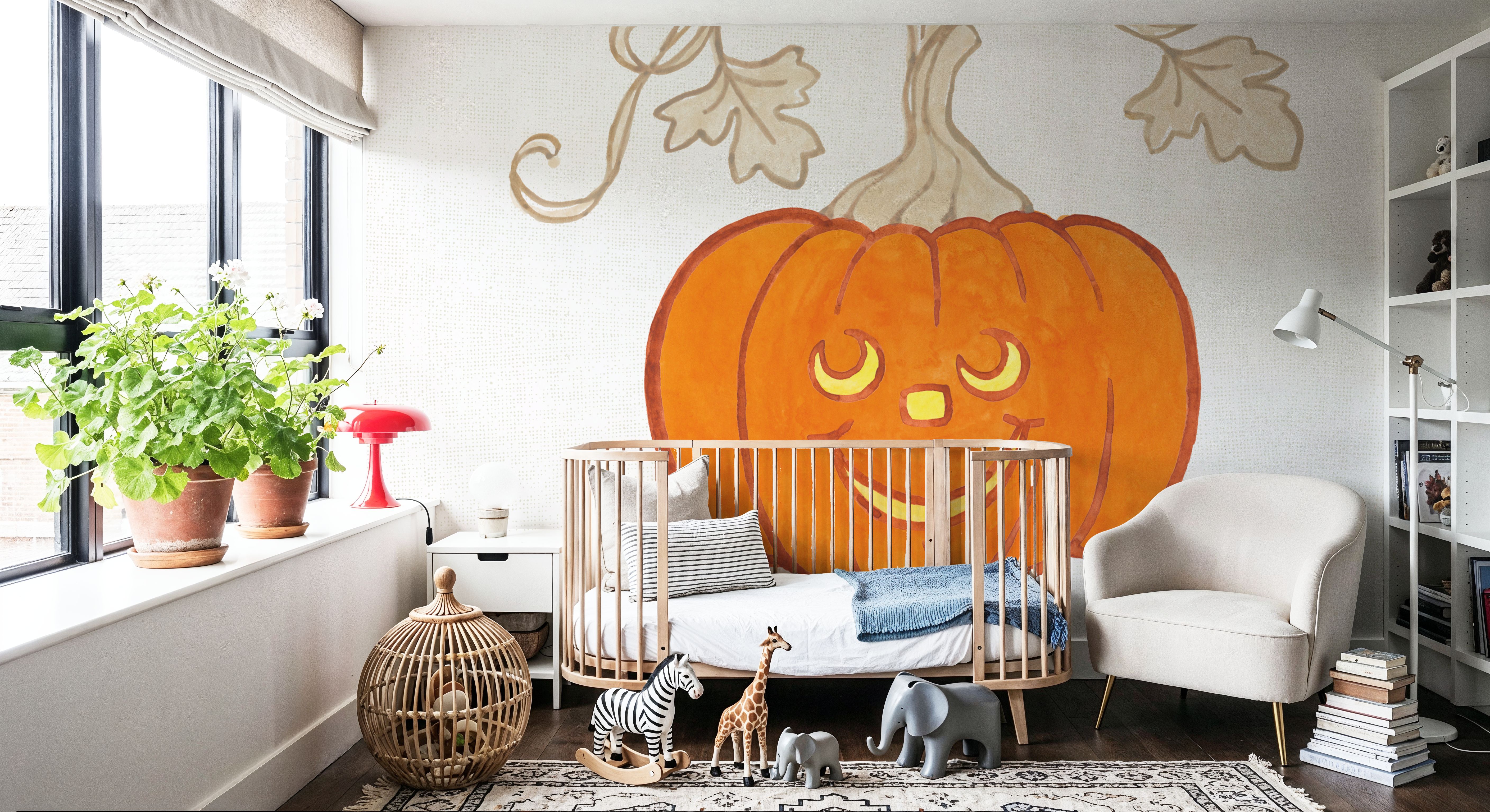 Wall Mural - Pumpkin Cutie - Holiday mural wallpaper - Orange - Kids' Room - Wallism US - Premium, Textured or Peel & Stick