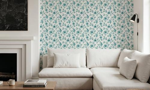 Country Flowery Turqouise Inverse
