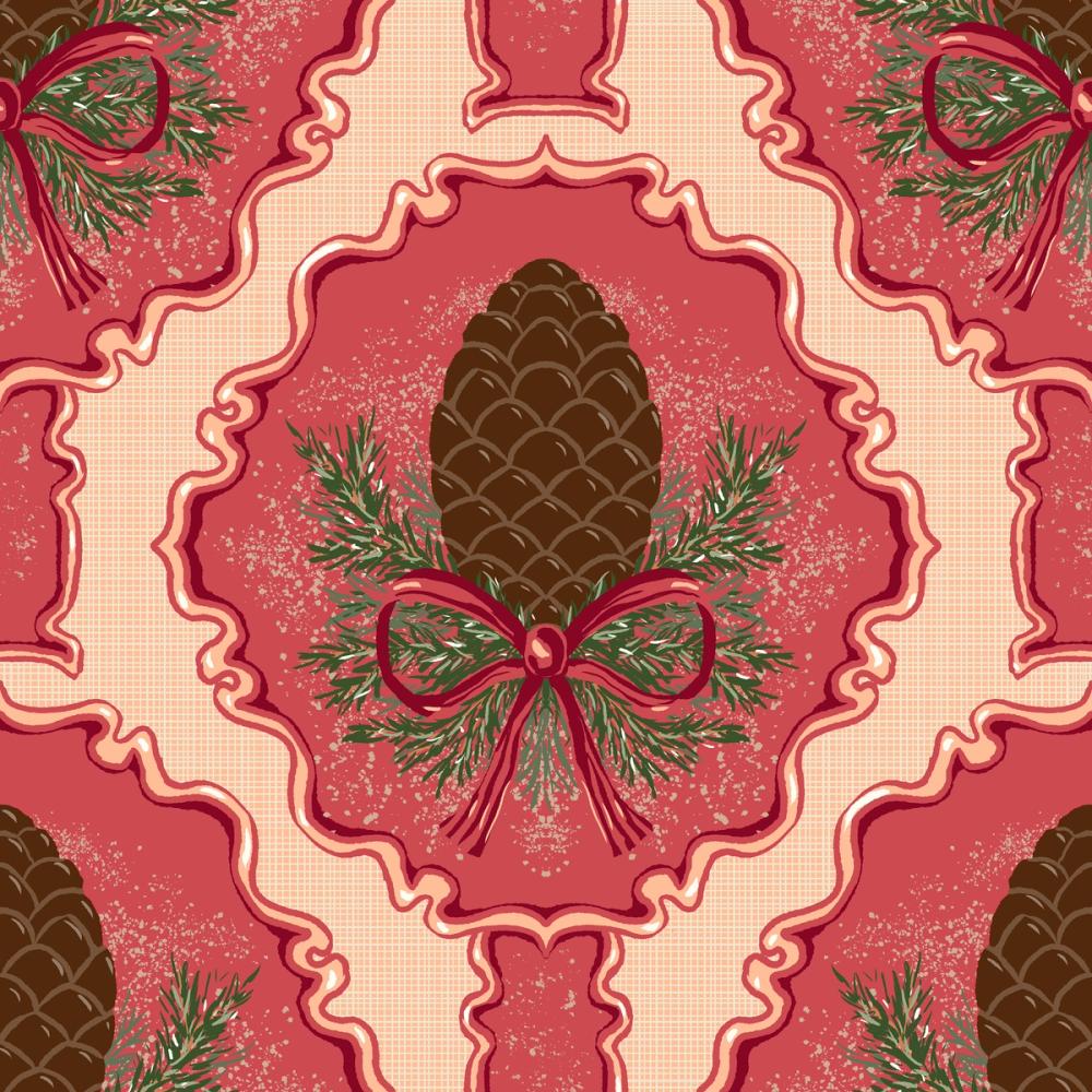 Pine Cone & Ornate Rackets, Raspberry