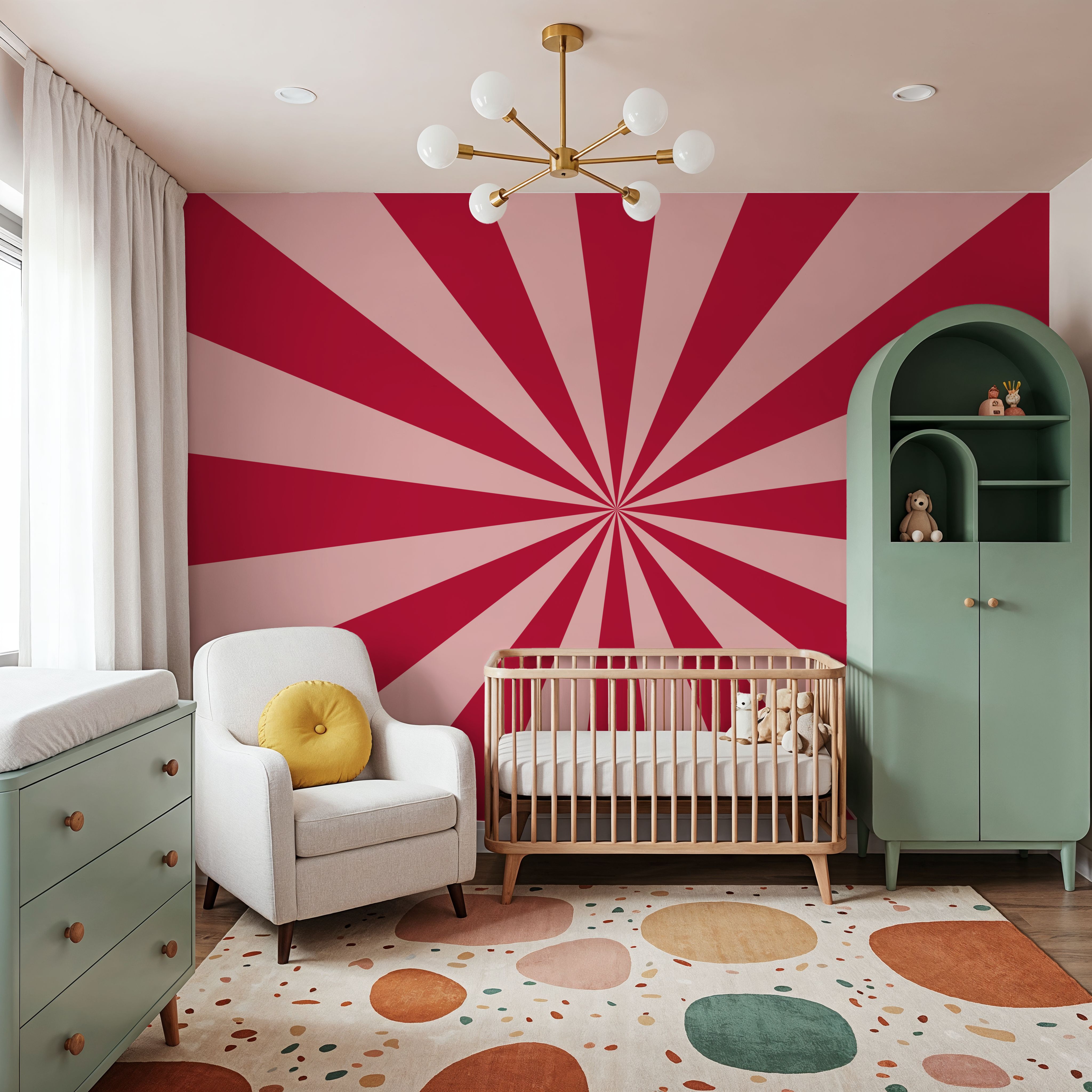 Circus Ceiling, Red on Pink