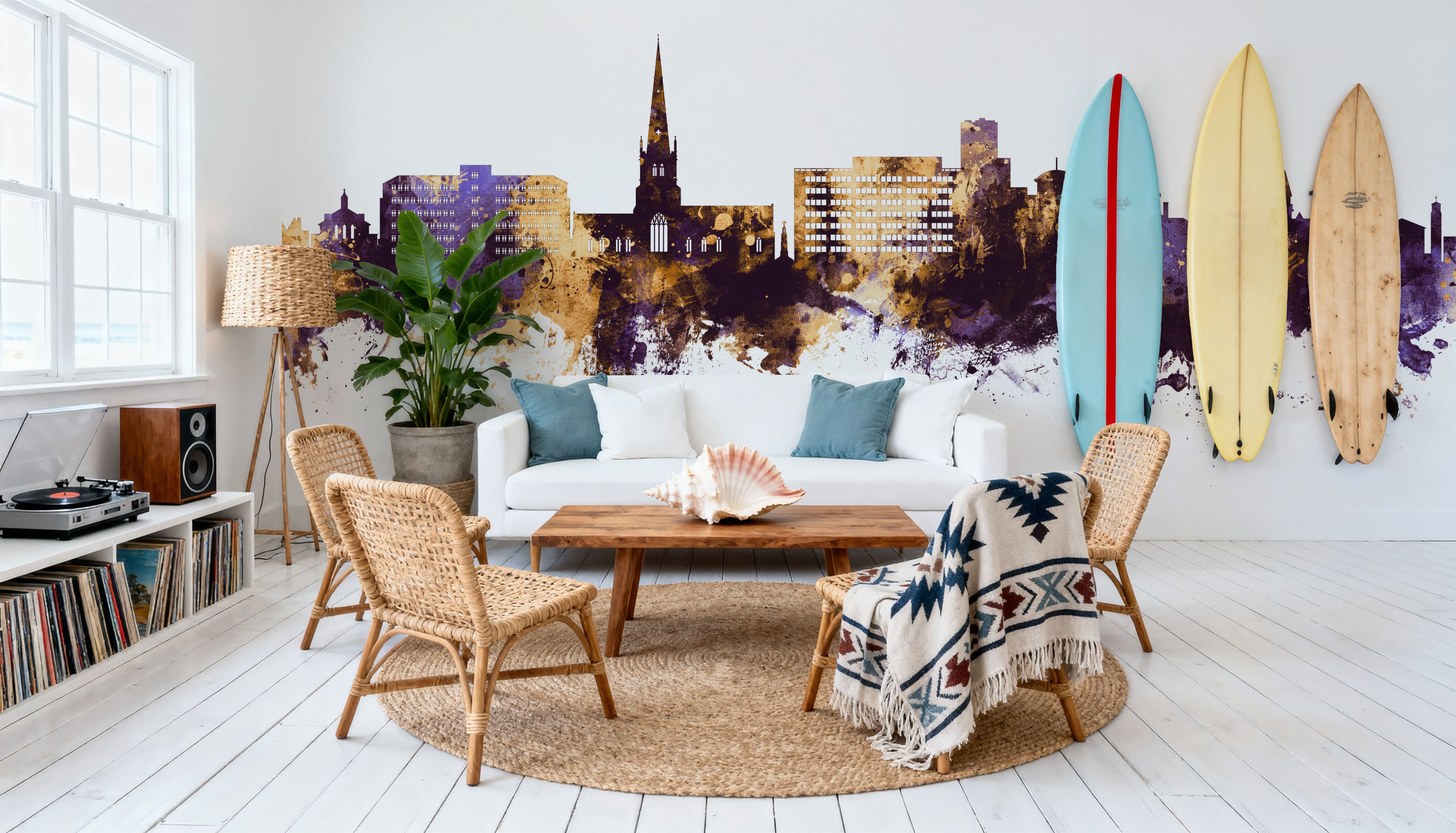 Solihull England Skyline Purple & Gold