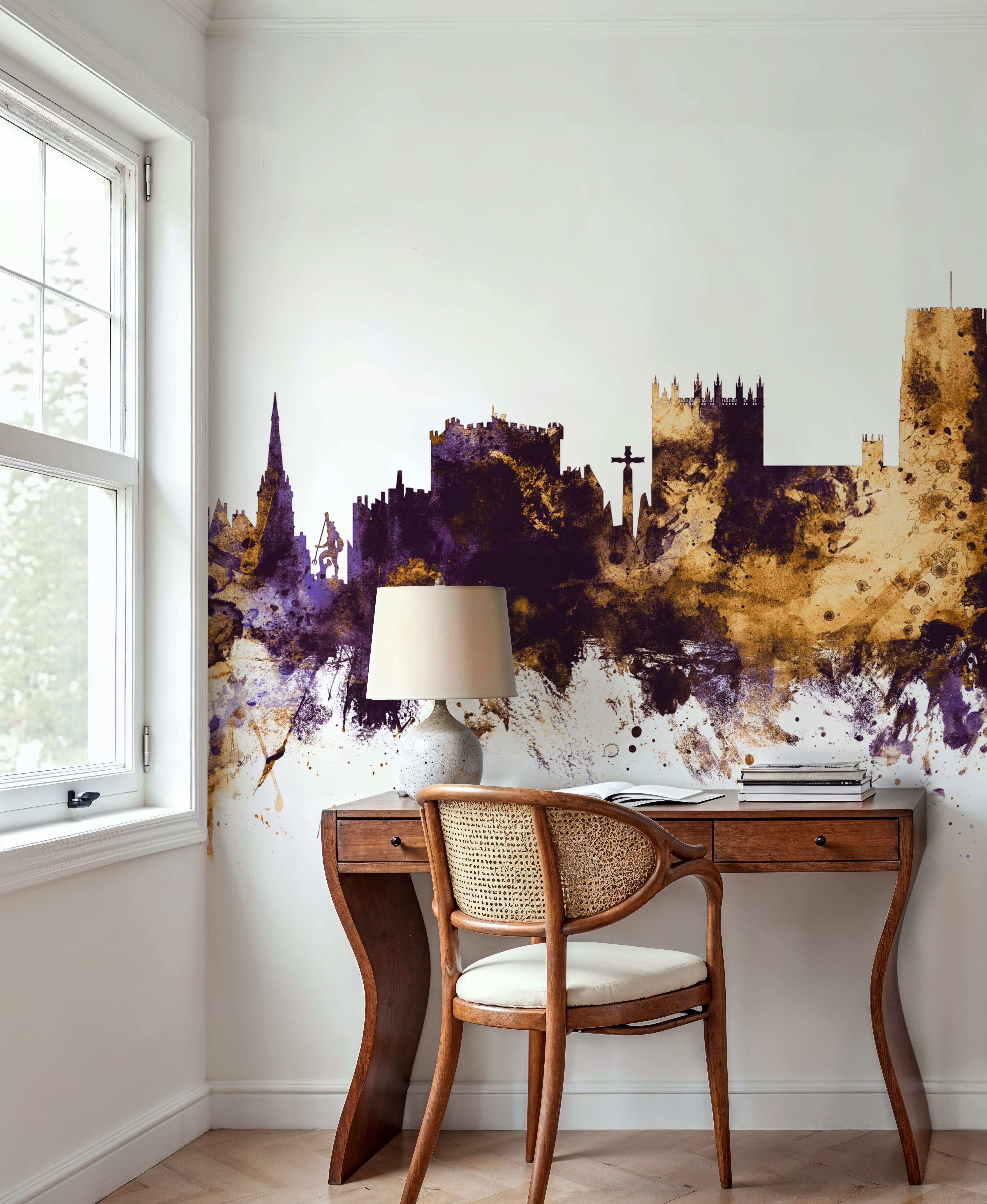 Durham England Skyline Purple & Gold