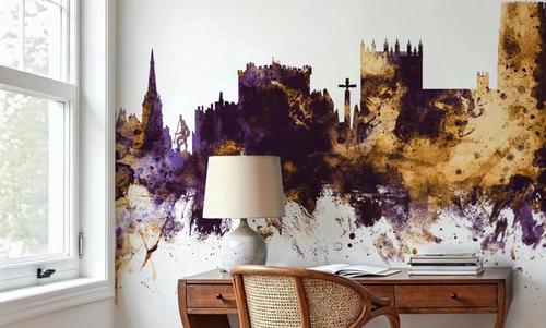 Durham England Skyline Purple & Gold