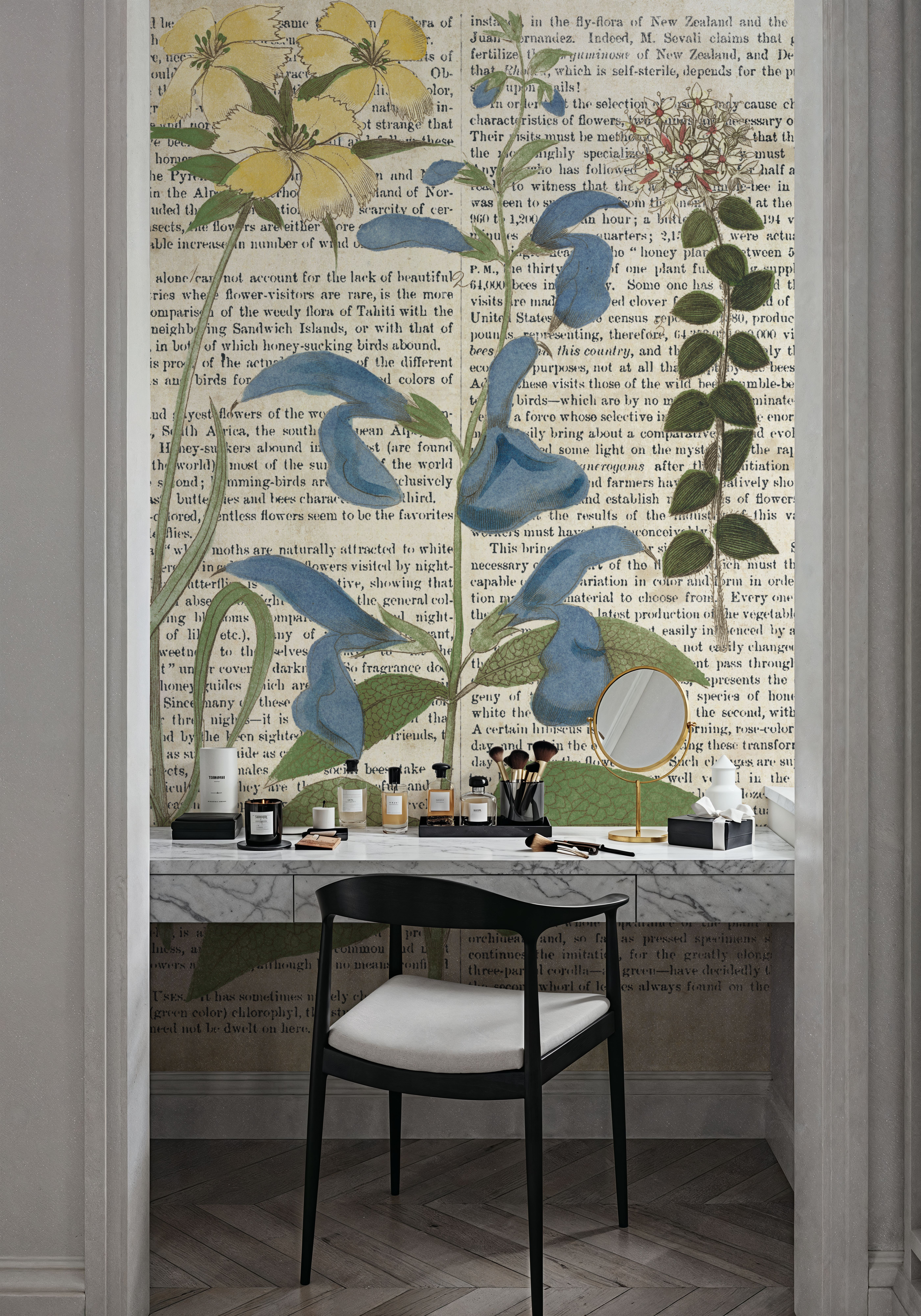 Salvia Florals on Newsprint II