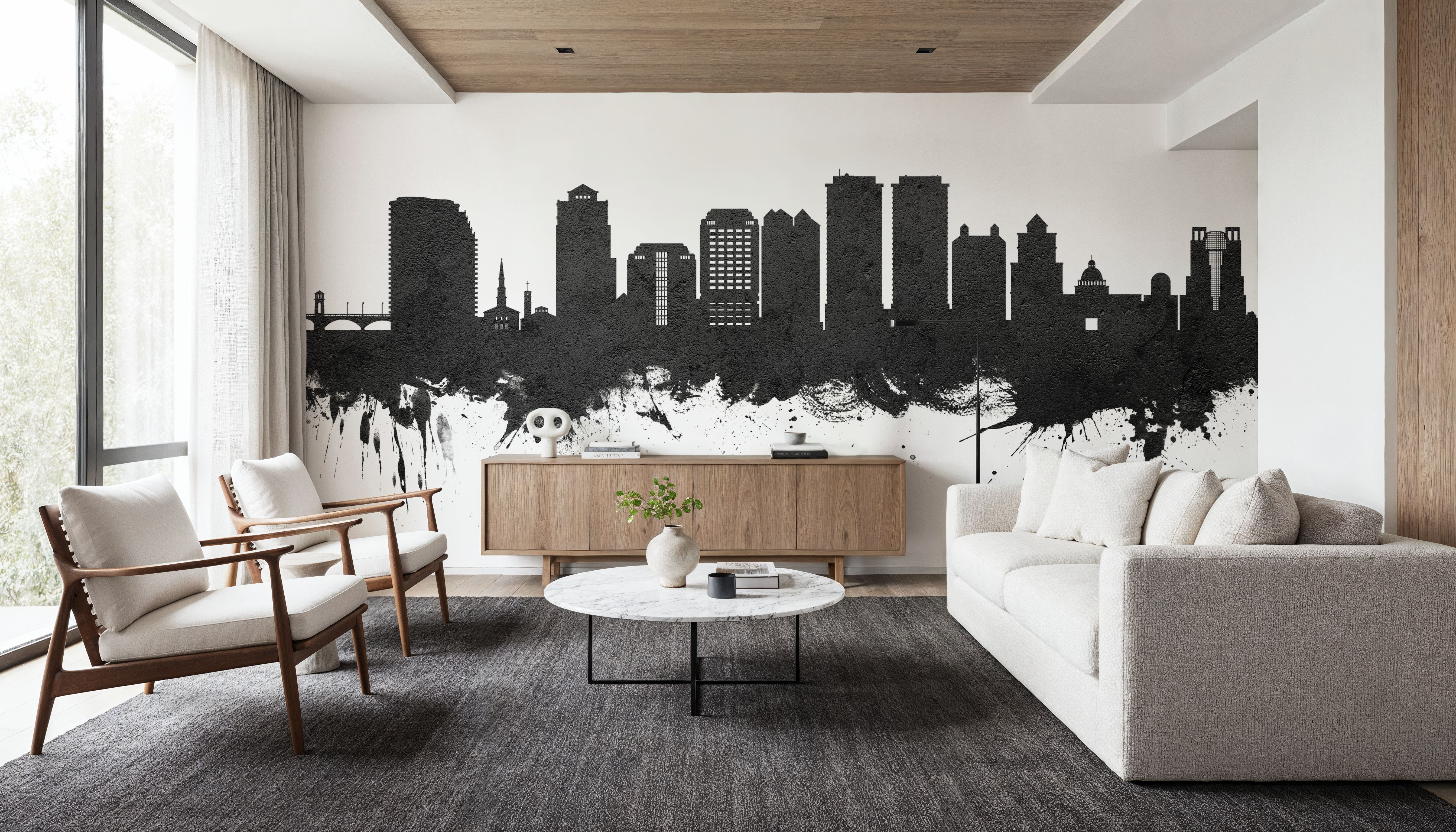 West Palm Beach Florida Skyline Black & White