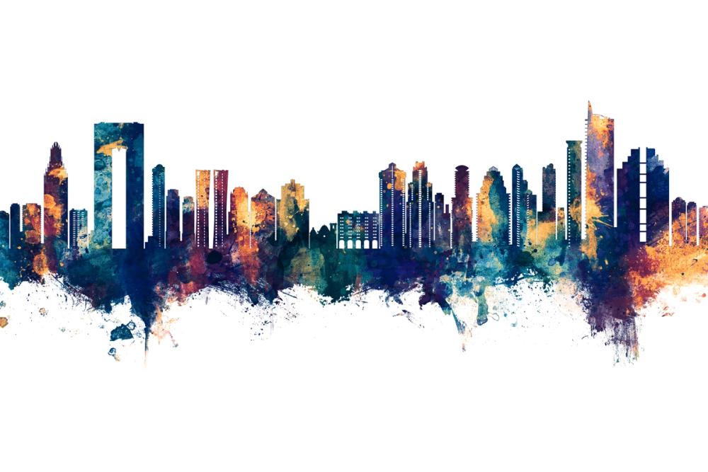 Benidorm Spain Skyline Blue & Bronze