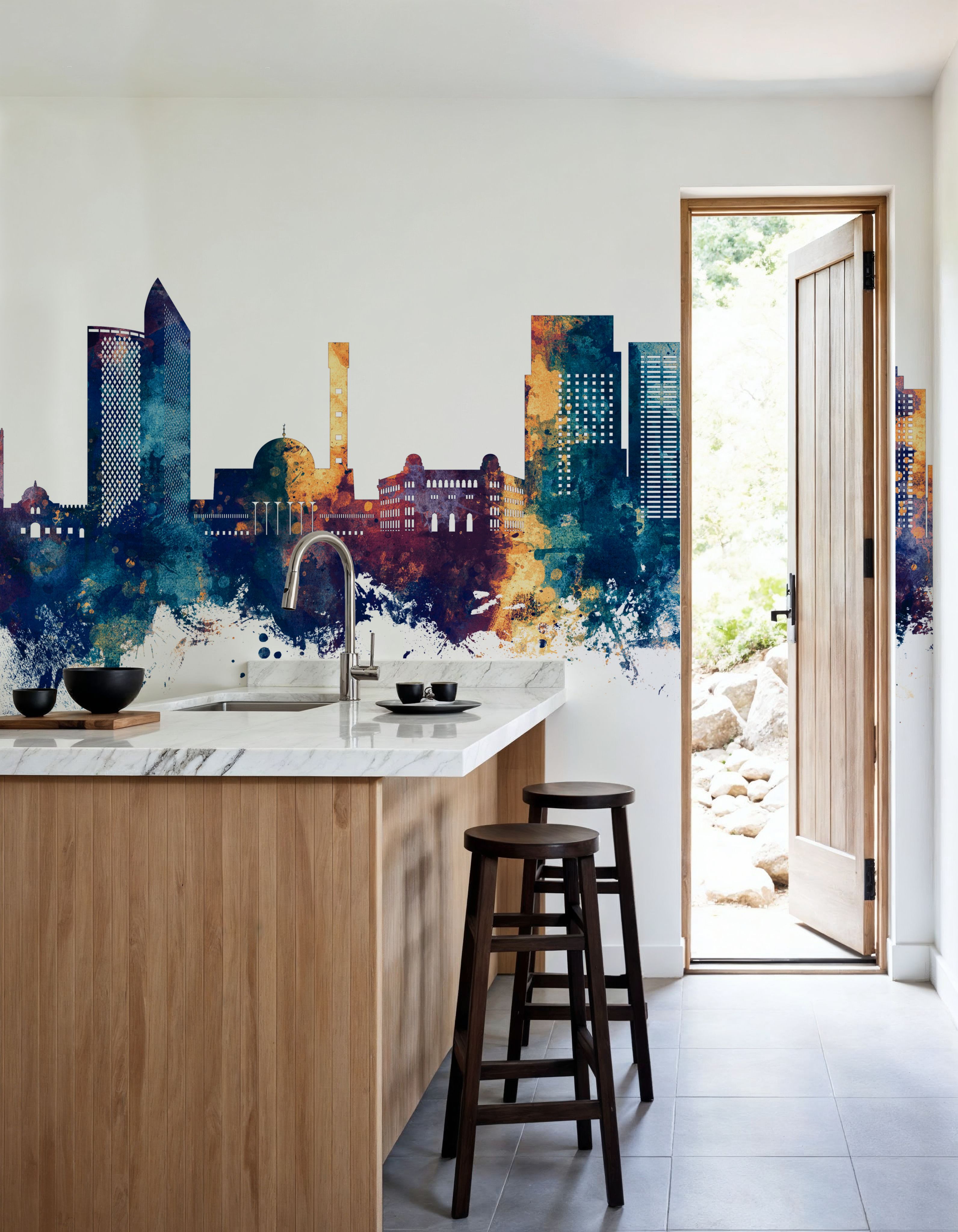 Algiers Algeria Skyline Blue & Bronze