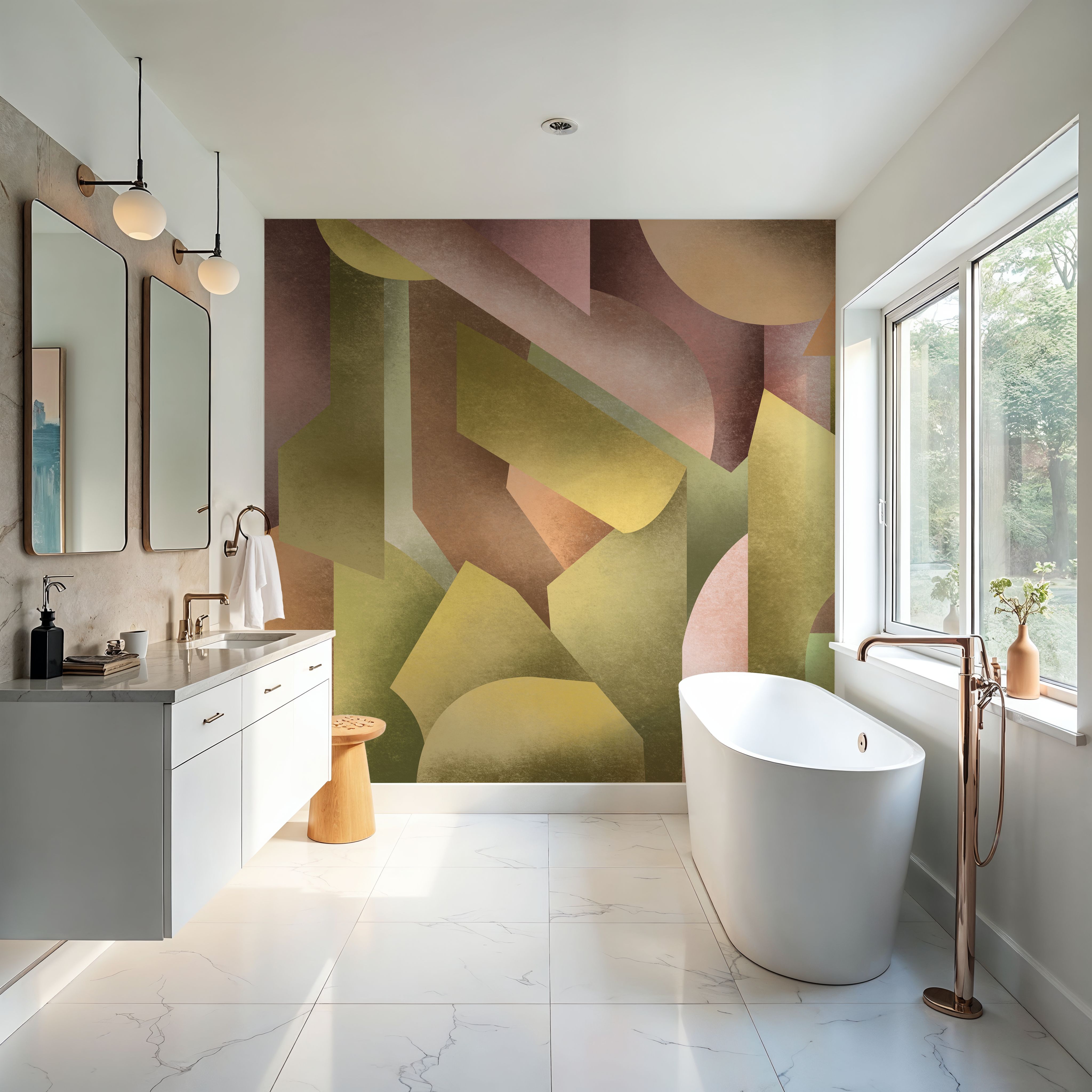 Chalky Geometrica, Spring Green & Rose