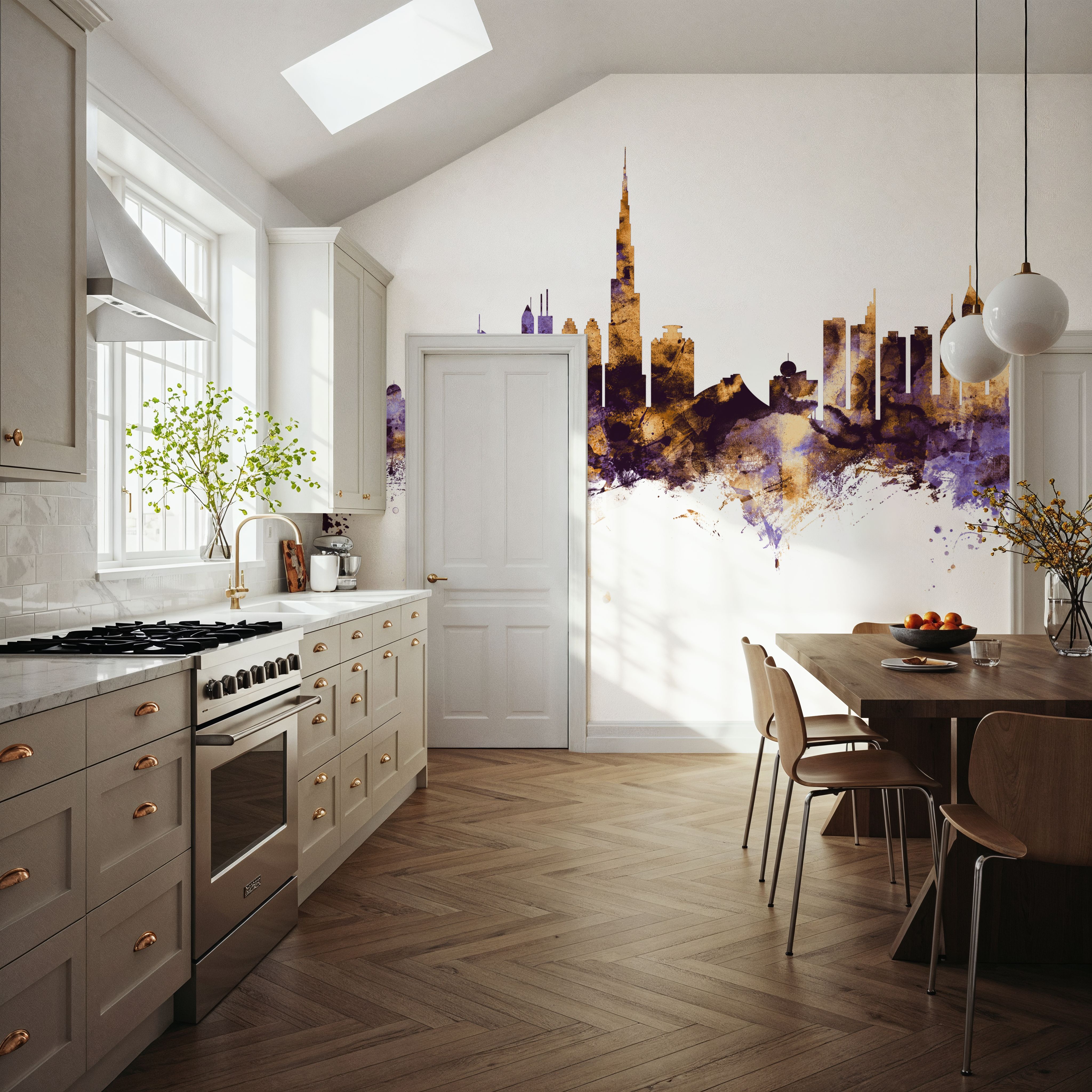 Dubai Skyline Purple & Gold