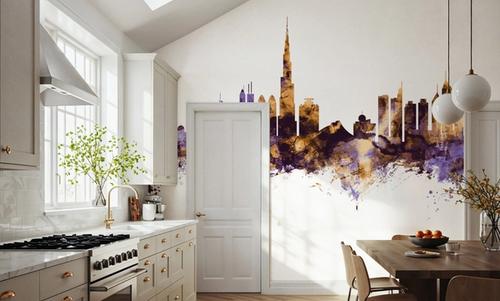 Dubai Skyline Purple & Gold