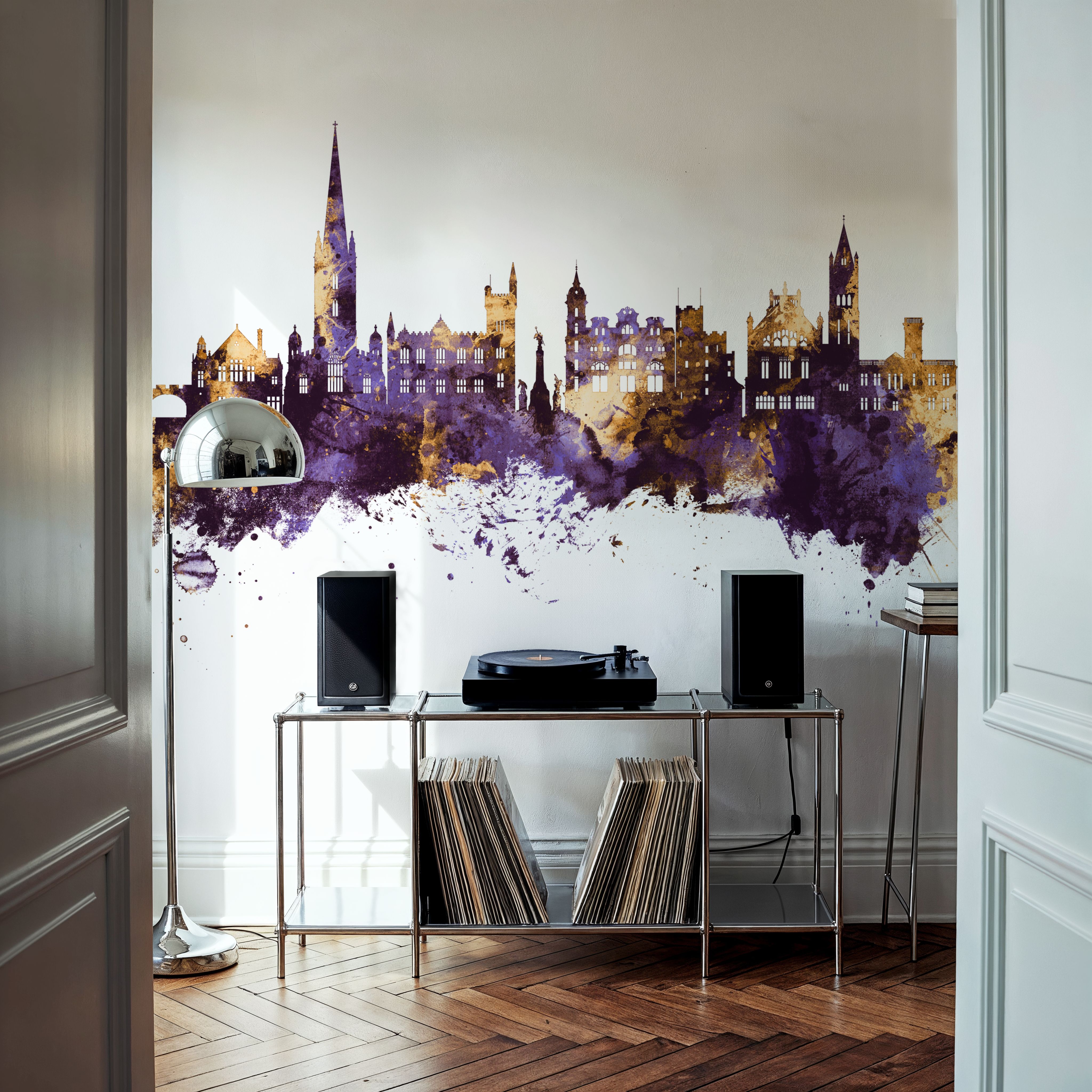 Derry Northern Ireland Skyline Purple & Gold