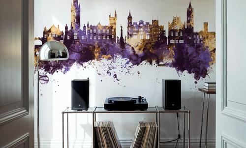 Derry Northern Ireland Skyline Purple & Gold